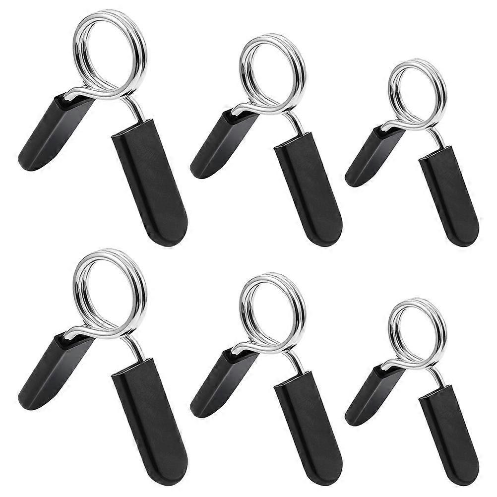 Spring Collars For Barbell 6 Pcs Heavy Duty Clips Prevent Weight Plate Shaking Design For Weight Lifting Activities In Gym
