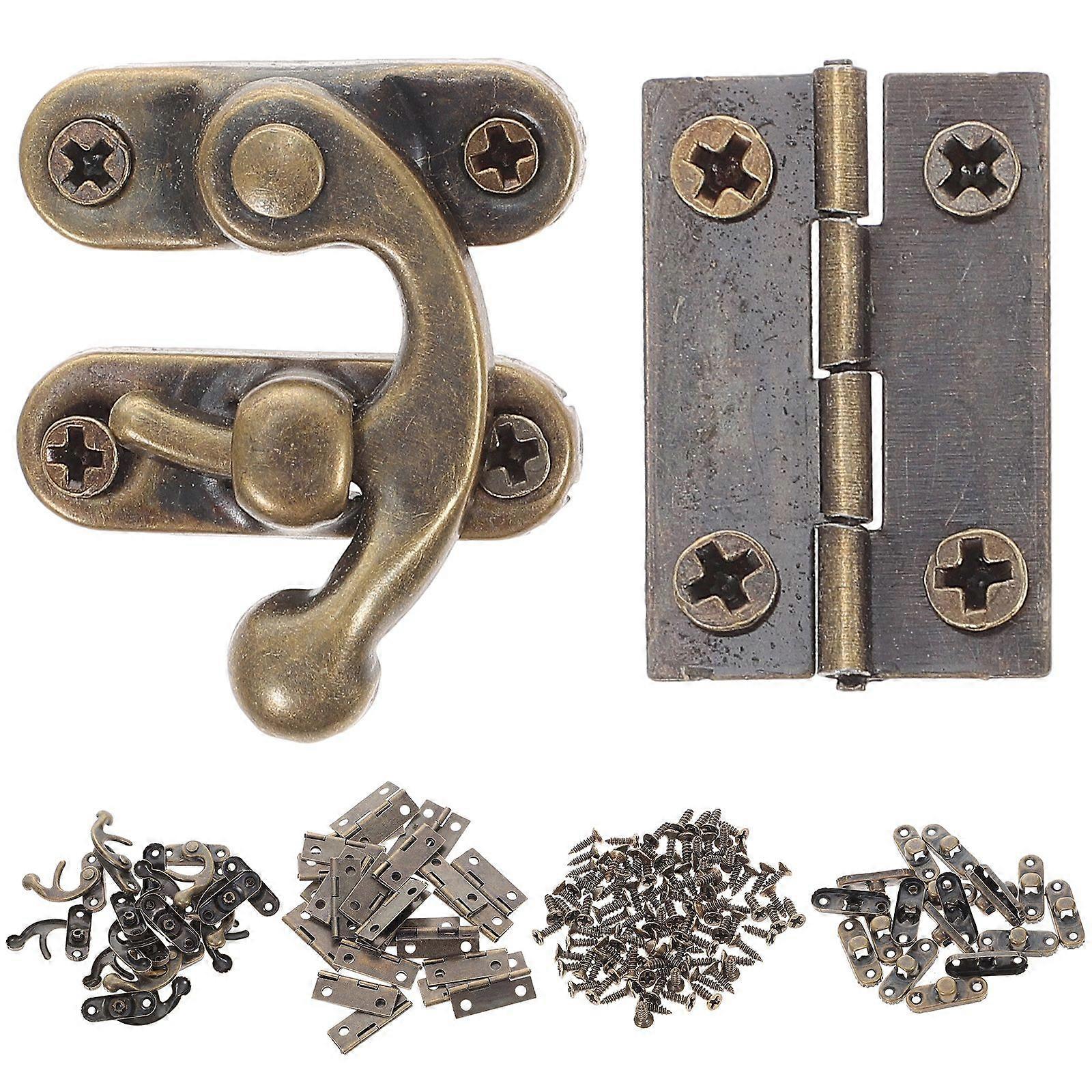 1 Set Small Hinge Swing Arm Latch Antique Hasp Hinge Hardware Replacement
