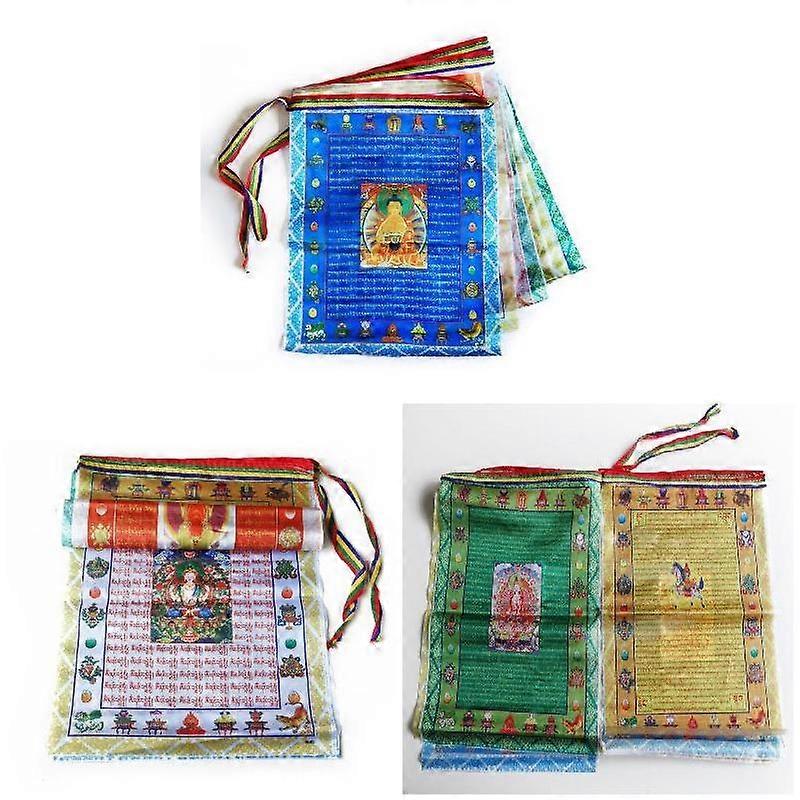 10Pcs Tibetan Buddhist Prayer Flags Decorative Flag Contain Tibetan Scriptures