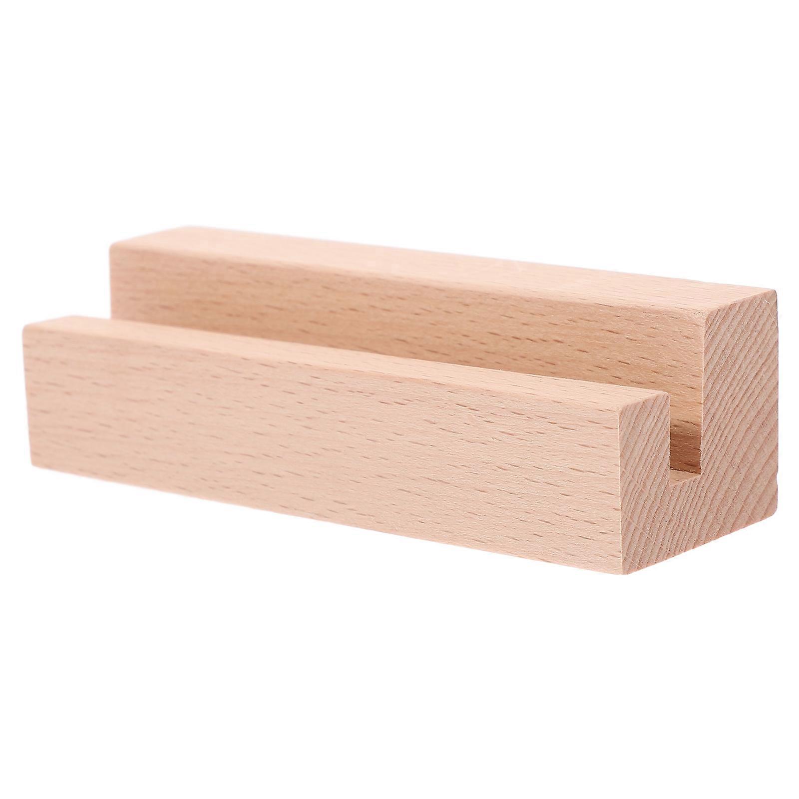 Wooden Display Stand with Slot for Desk Calendars, Photo Card Holder, Memo Clip, Rustic Base, Compact Picture Clamp for Desktop Decor, Fits Various