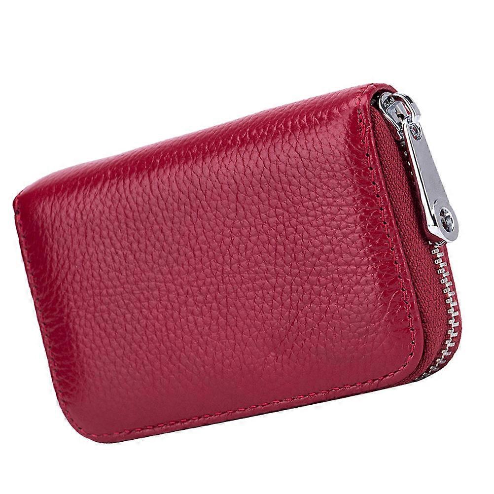 Portable Cards Wallet with RFID Protection and 12 Slots for Easy Storage in Dark Red PU 9.5x6.5 cm