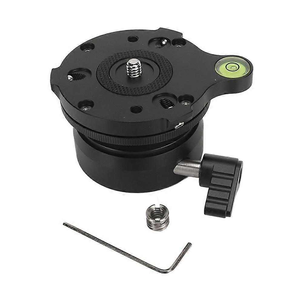 Camera Tripod Leveling Base with 360° Rotation, 15° Tilt, Bubble Level, and Aluminum Alloy Construction