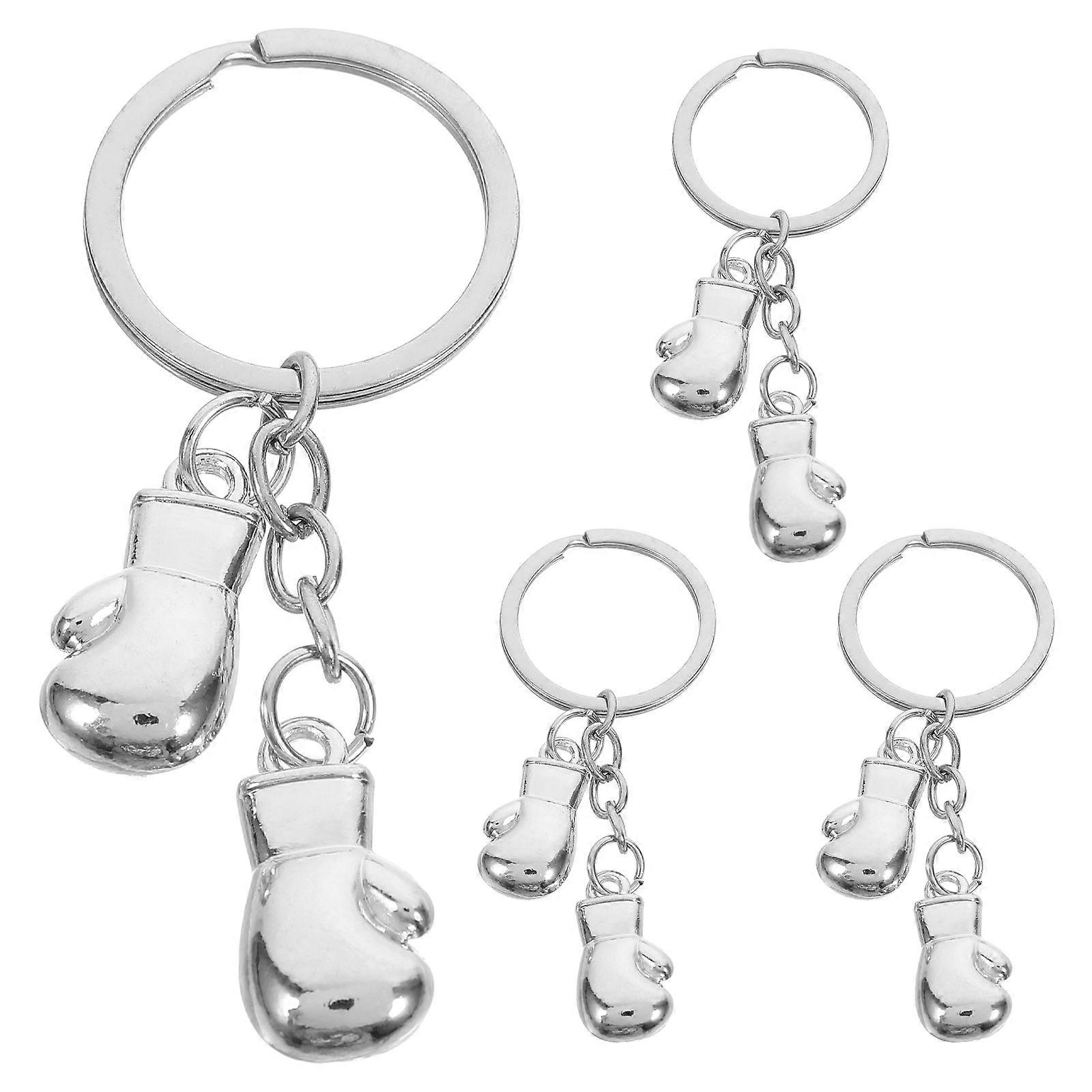 Boxing-Themed Event Gift 4Set Key And Bag Ornament For Fitness Enthusiasts Stylish Design Silver