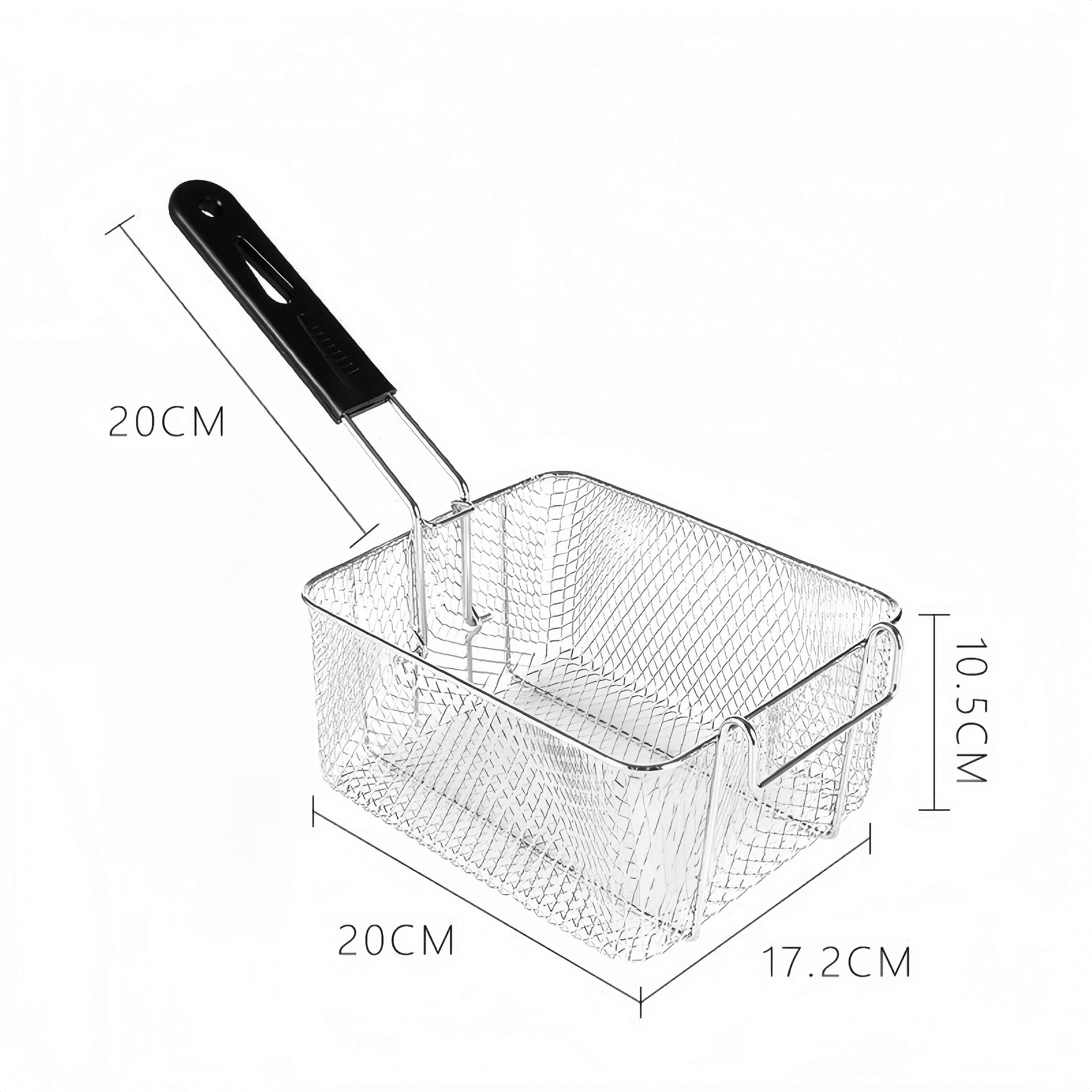 Rectangle Stainless Steel Deep Fry Basket with Long Handle for Frying and Cooking Use -HK728