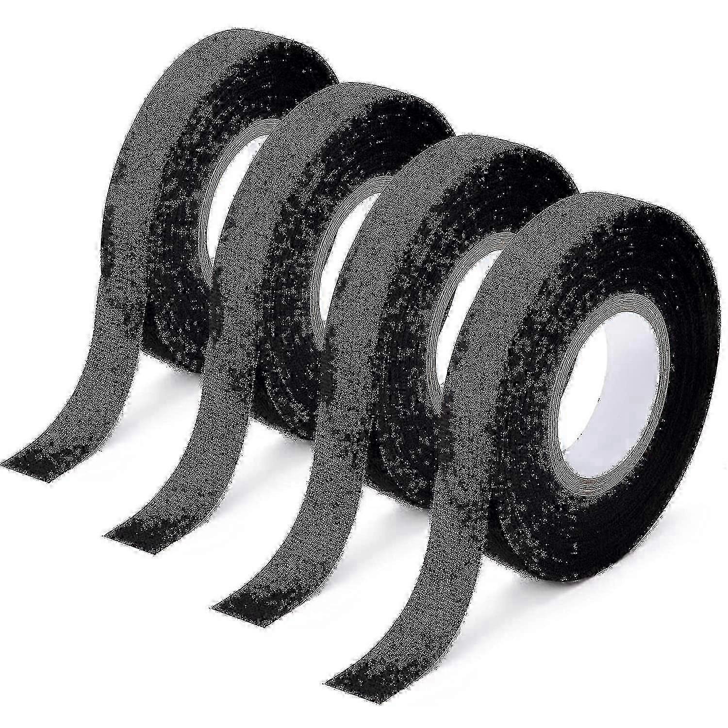 Black Insulating Tape, 4 Pieces 15mm X 15m Woven Tape Waterproof Duct Tape For Wiring Harnesses Electrical Tape