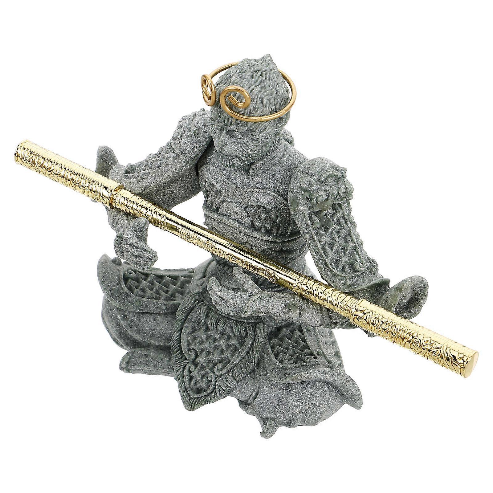 Sun Wukong Figure Monkey King Sculpture For Garden Display Intricate Design Metal Material 1Pack
