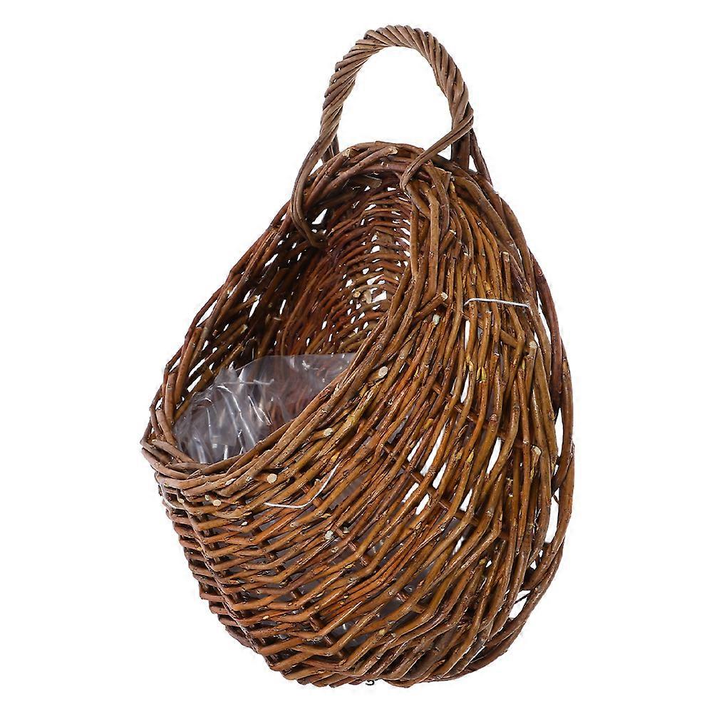 Wall Mounted Organizer Rattan Flower Basket Living Room Accessory Handwoven 9.1×7.1×3.5in Decoration 1Set