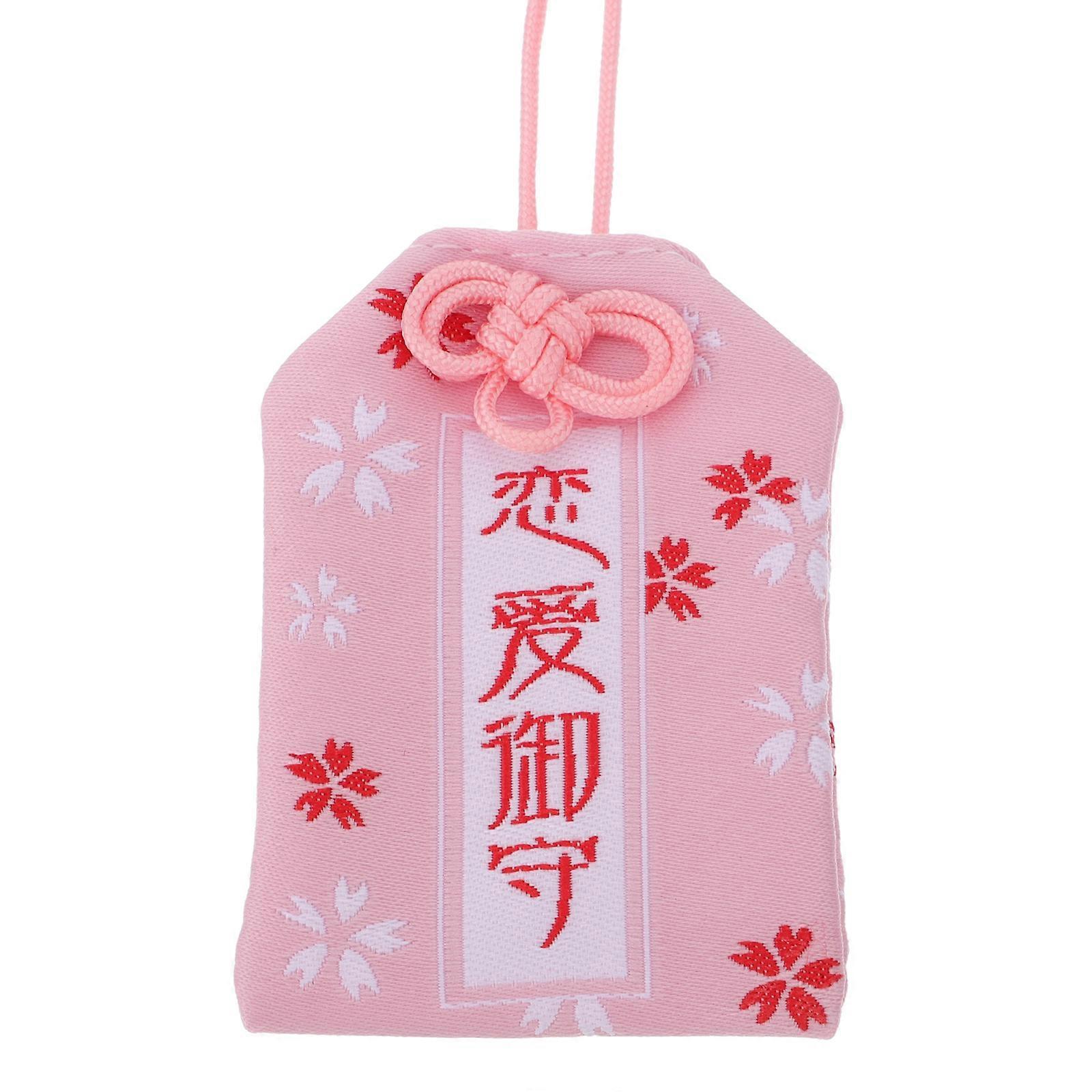 Amuleto Japonês para Bênção de Amor Use Bolsa de Brocado Rosa com Design de Cordão 3 x 4 polegadas