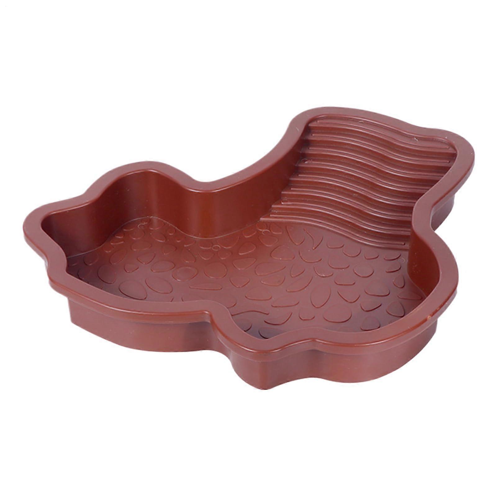 Reptile Bathing Pool with Ladder Aquarium Decoration Turtle Pools Red Brown