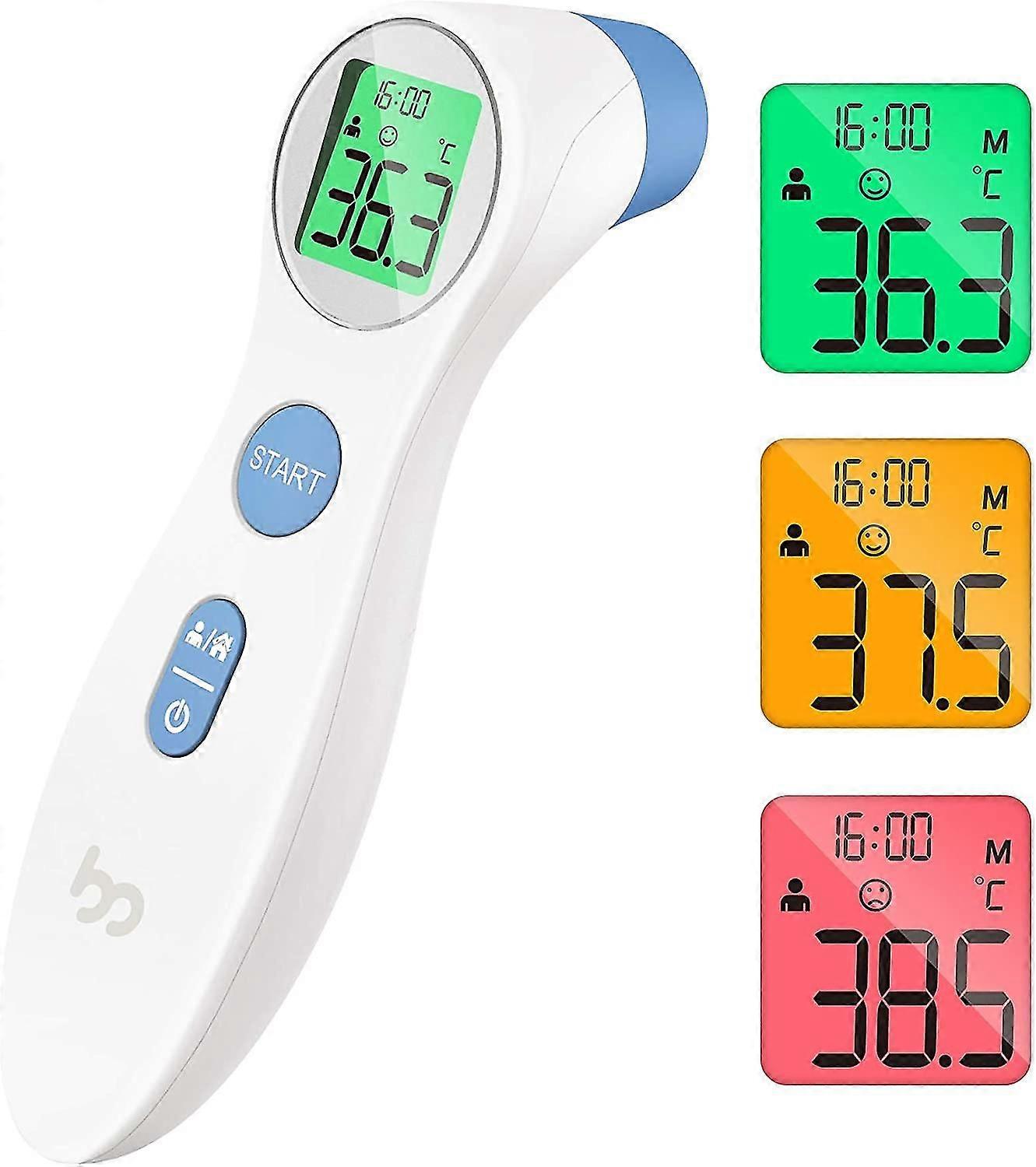 Fever thermometer contactless infrared forehead thermometer for babies adults, digital 2 in 1 thermometer with immediate reading, fever alarm, LCD dis