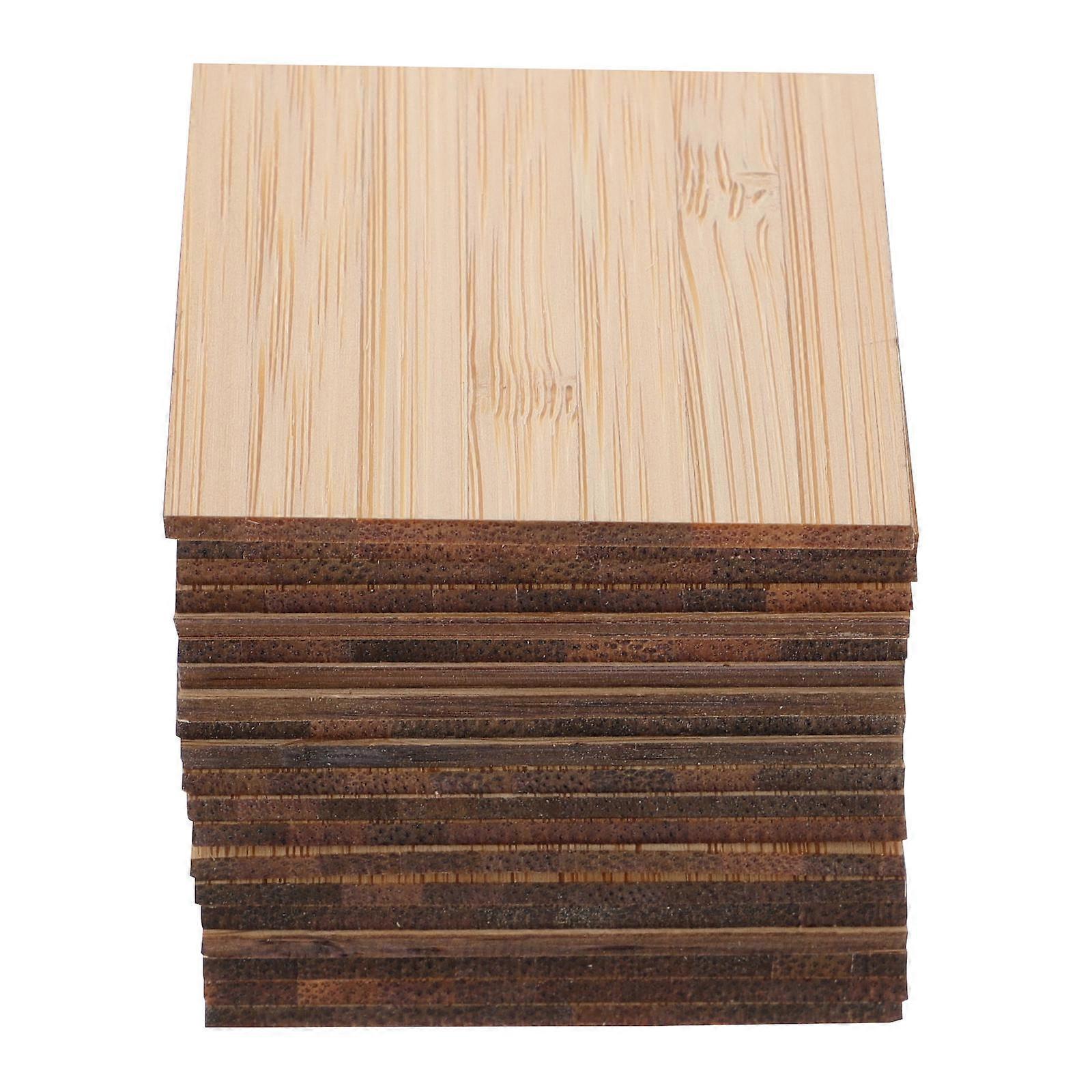 Bamboo Slices Unfinished Square Pieces for DIY Crafts 20Pcs Set