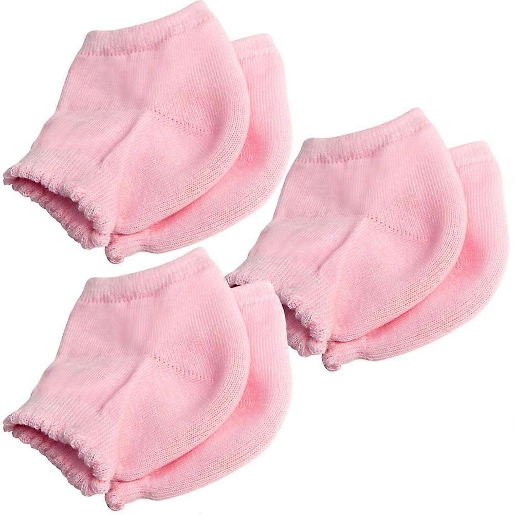 Cracked Heel Socks For No-Toe Design Pink 3 Pairs Repairing Dry Skin