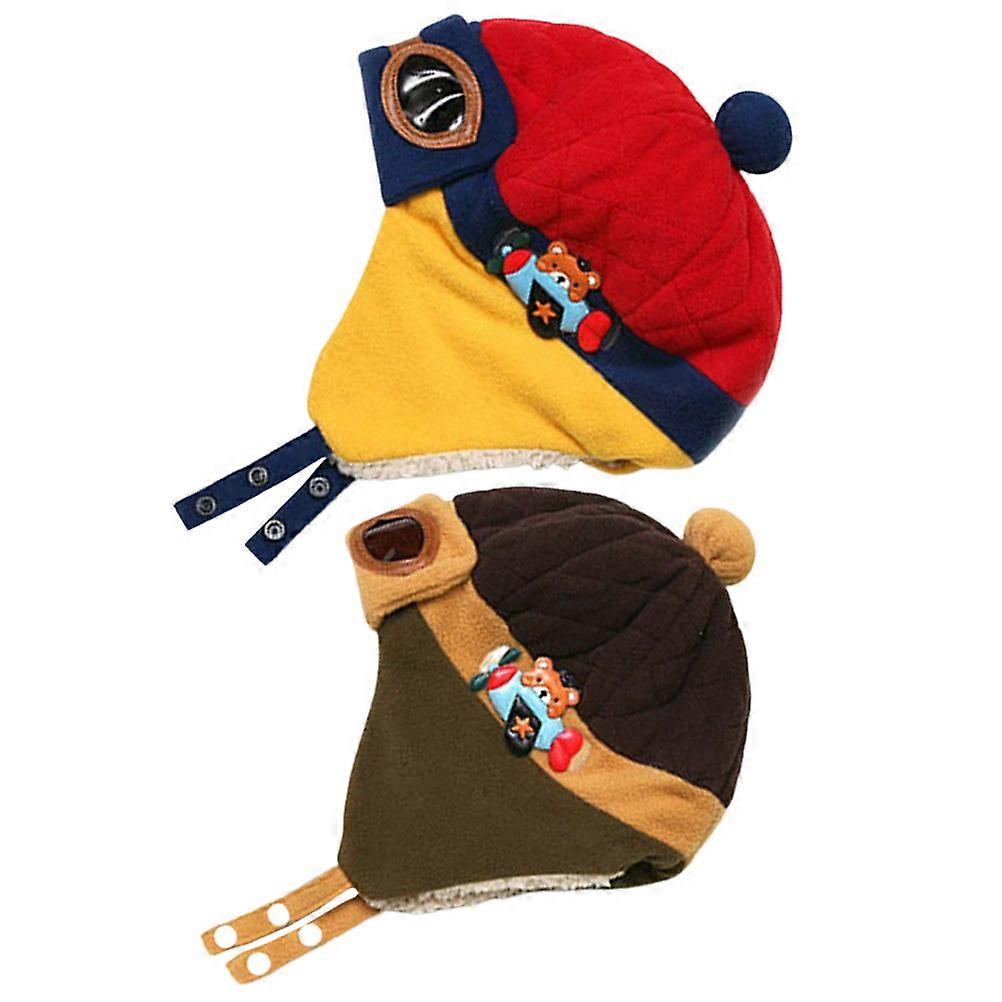 Design Toddler Hats Warm Hats For Children Aged 6 Months To 4 Years In Assorted Color 2Pcs
