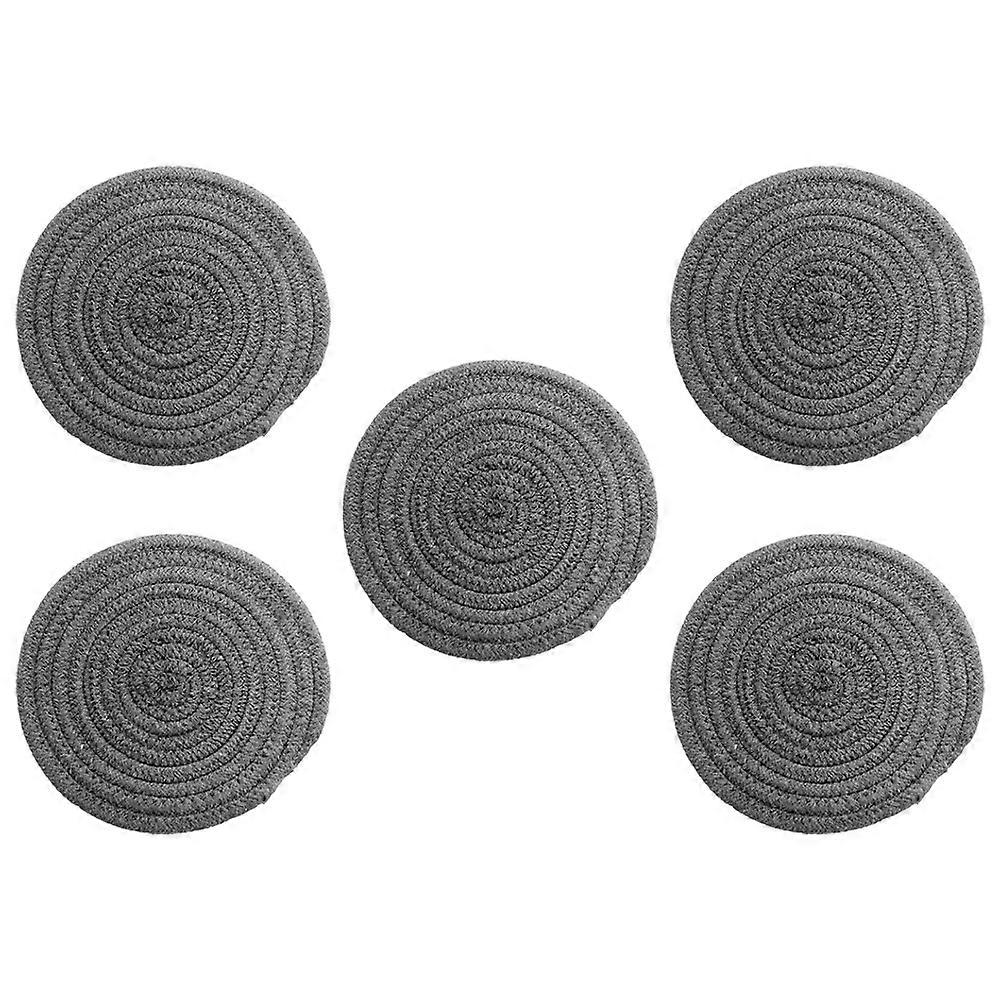 Japanese Style Insulation Table Mats In Dark Grey 5Pcs Set Ideal For Daily Use By Homeowners