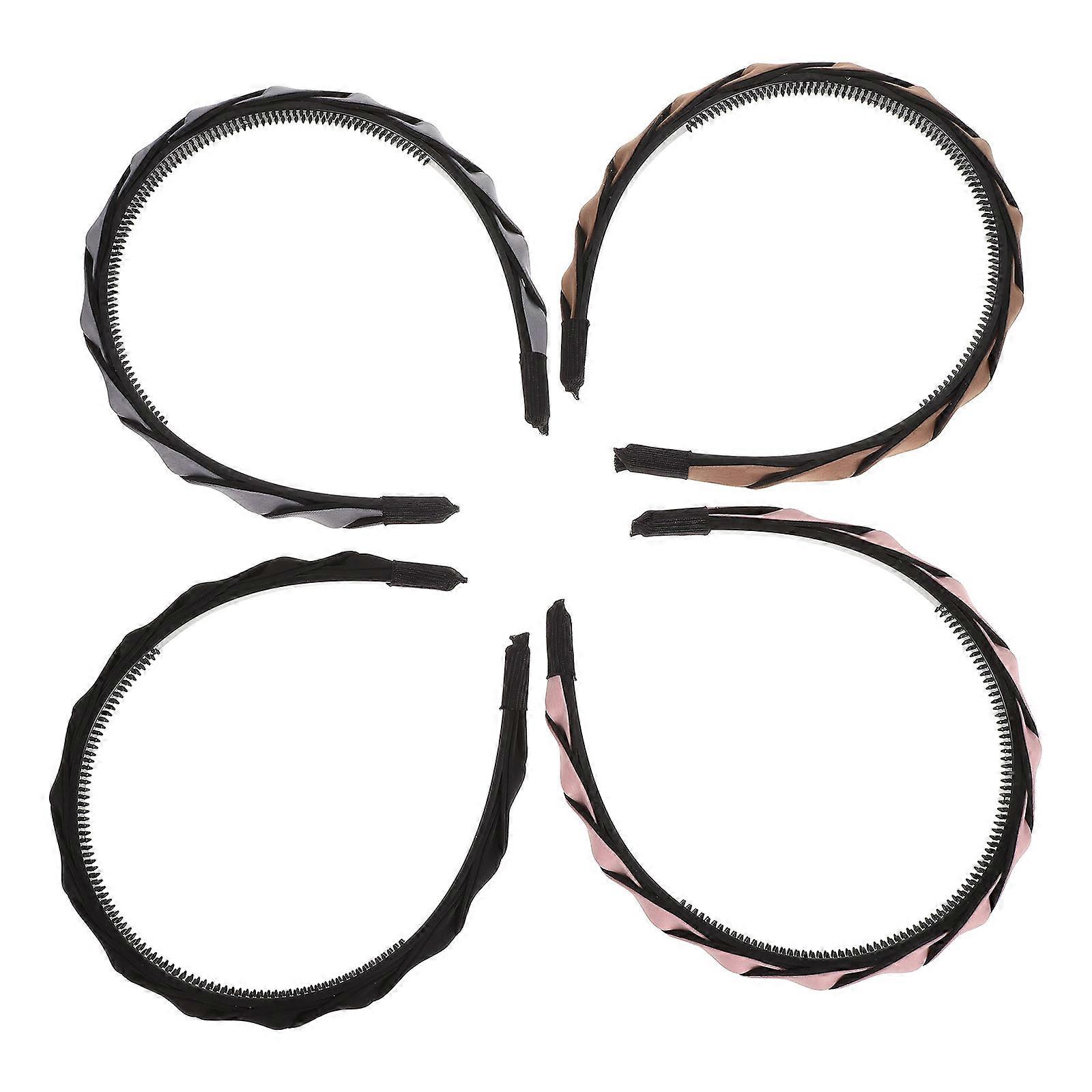 Chic Toothed Hairband for Females Made of Cloth Assorted Color Lightweight and Portable 4 Pieces