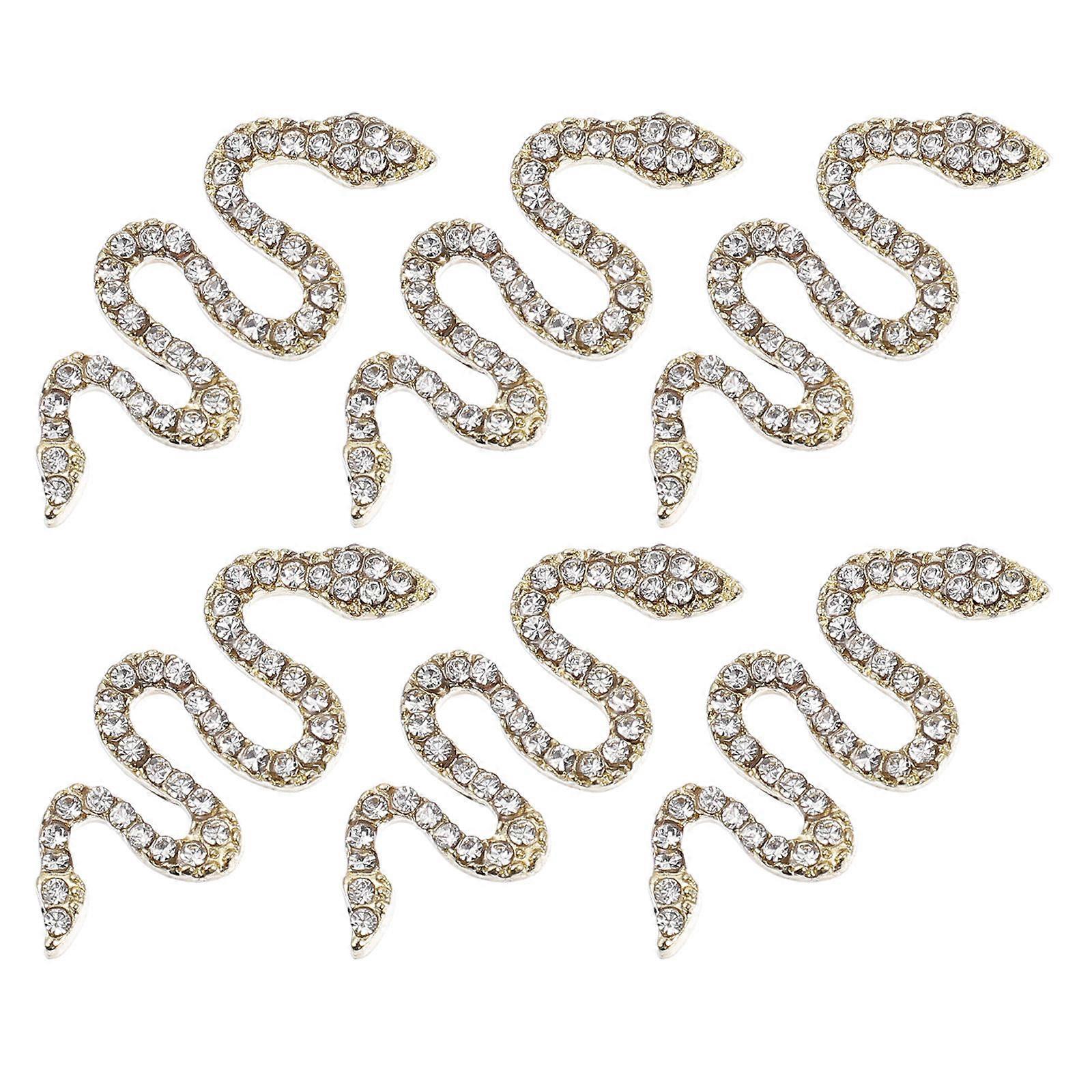 Rhinestone Snake Charms 6Pcs DIY Nail Decorations For Women Home Use Durable And Smooth Surface