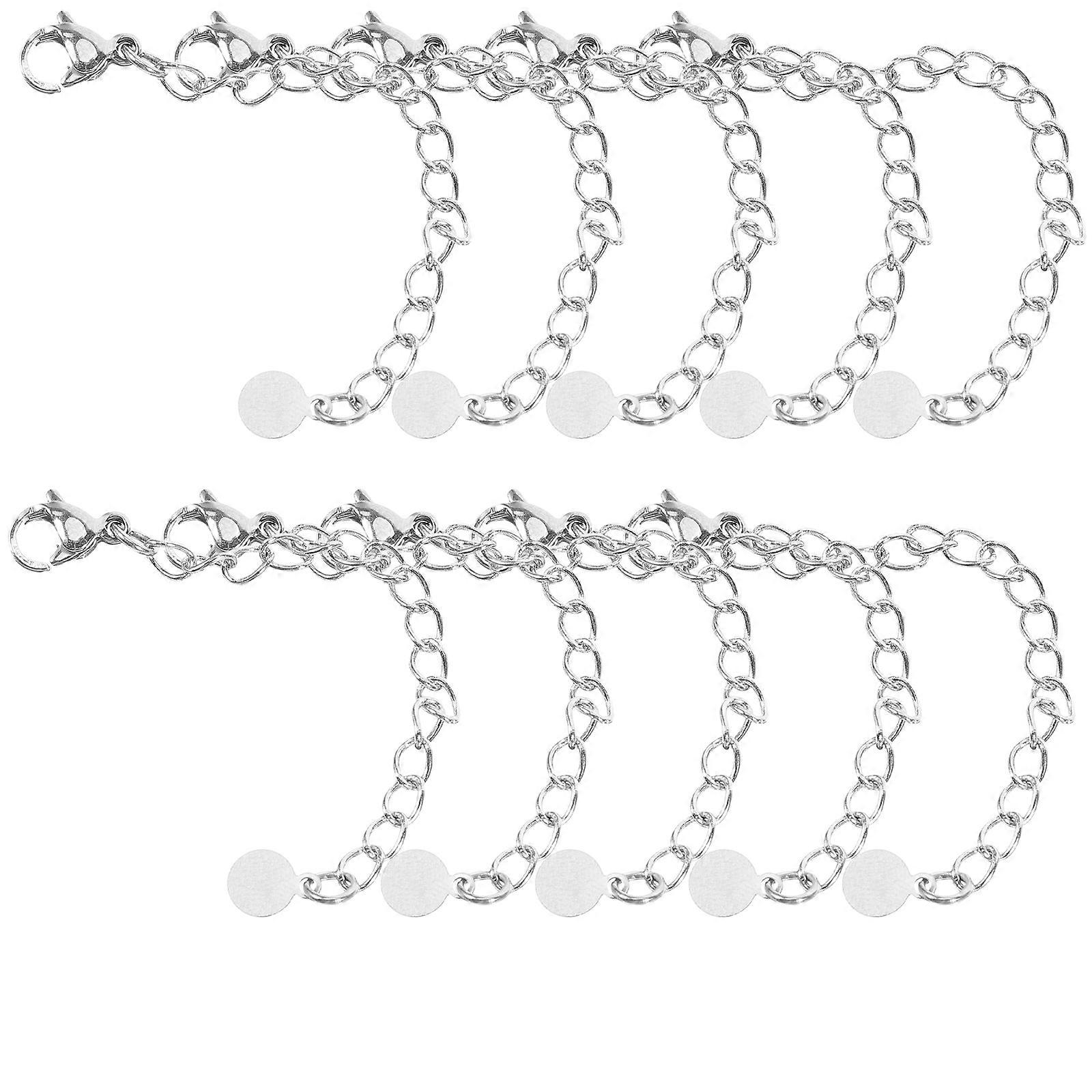 Silver Stainless Steel Necklace Extender Chain for Decoration Simple Design Practical Use