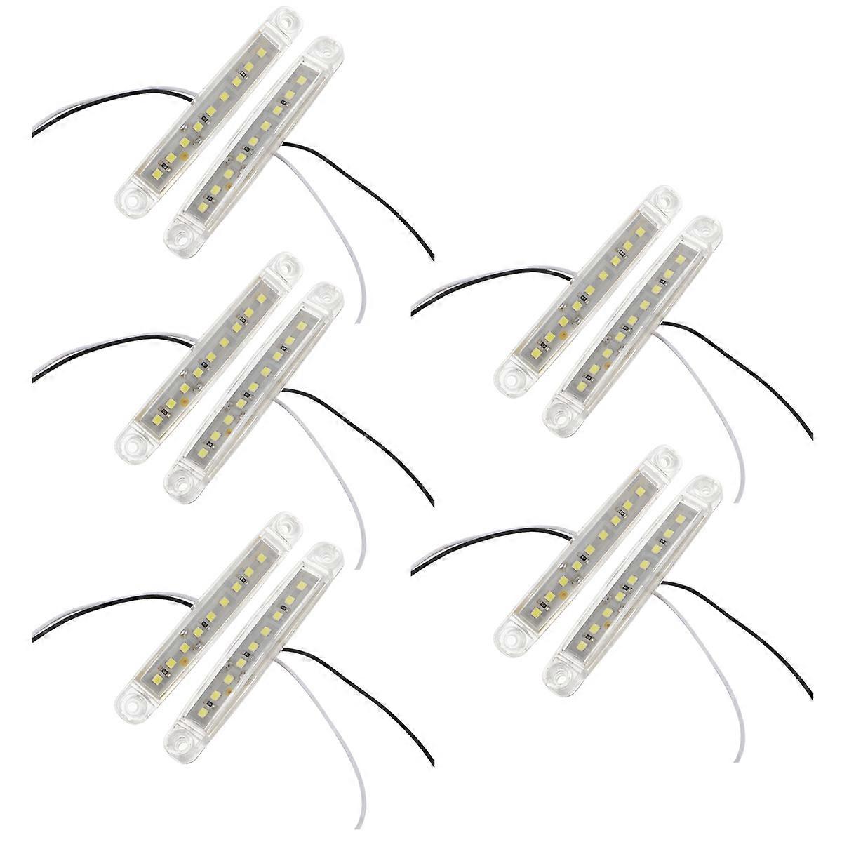 10Pcs White Plastic Brake Light Side Signal Light For Vehicle Lighting Applications Measuring 3.93X0.39X0.35In