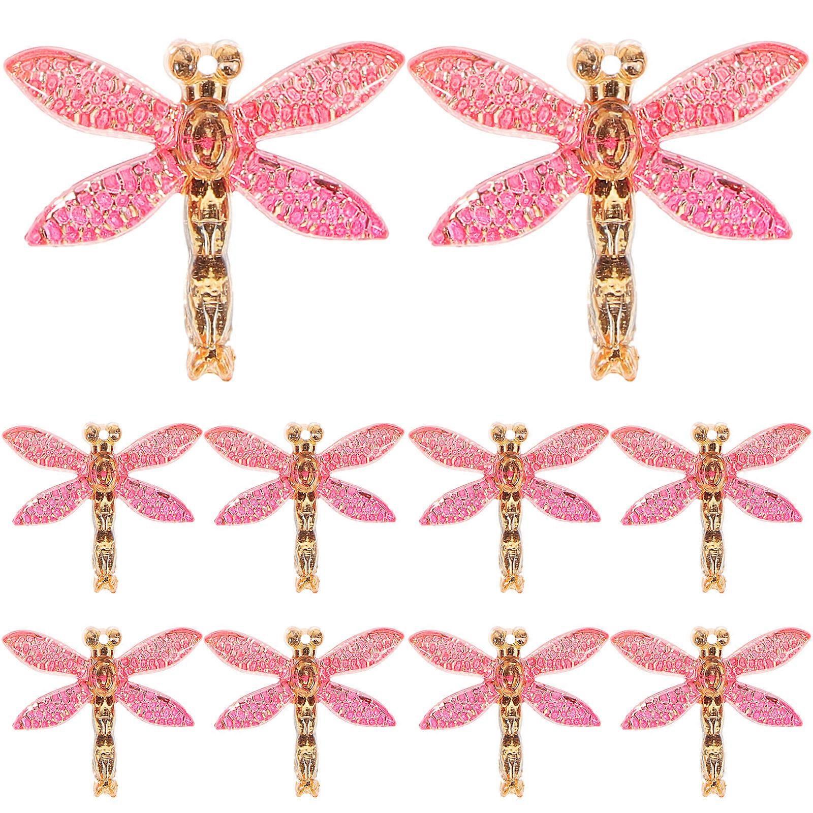 Tiny Dragonfly Charms for Crafting 10pcs Insect Embellishments in Red Color Lightweight Resin