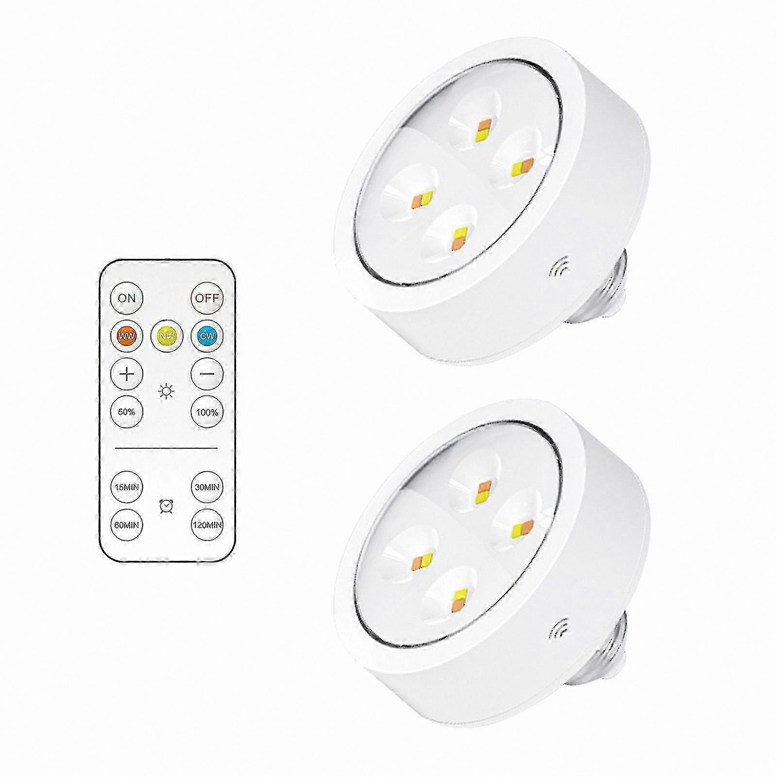 LED Puck Lights with Remote Control - Battery Powered E26 Bulbs for Wireless Wall Sconces