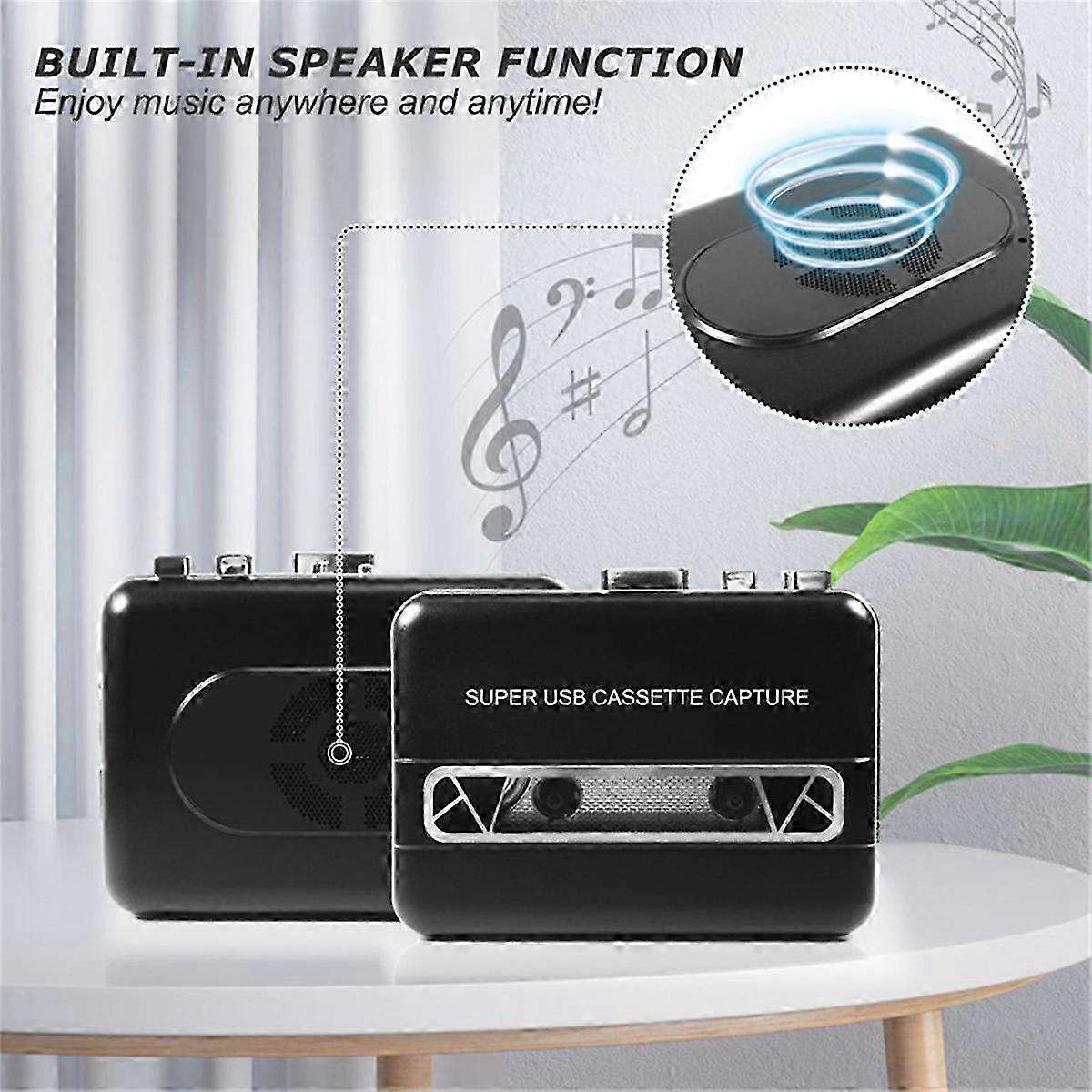 Portable Super USB Cassette Capture Player Speaker Multiple Power Supply Methods Digitizes Cassette