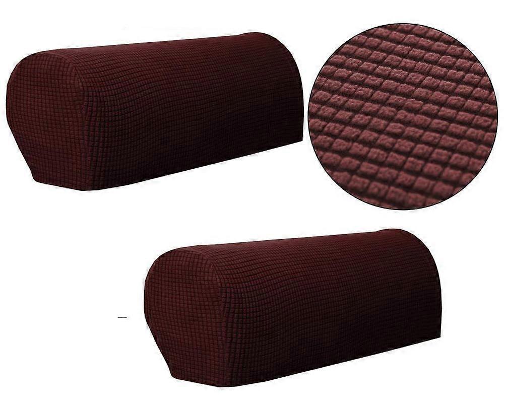 Nonslip Couch Arm Caps Stretch Sofa Armrest Covers Set of 2, Spandex Arm Slipcovers Protectors for Couch, Chair and Recliner,Coffee