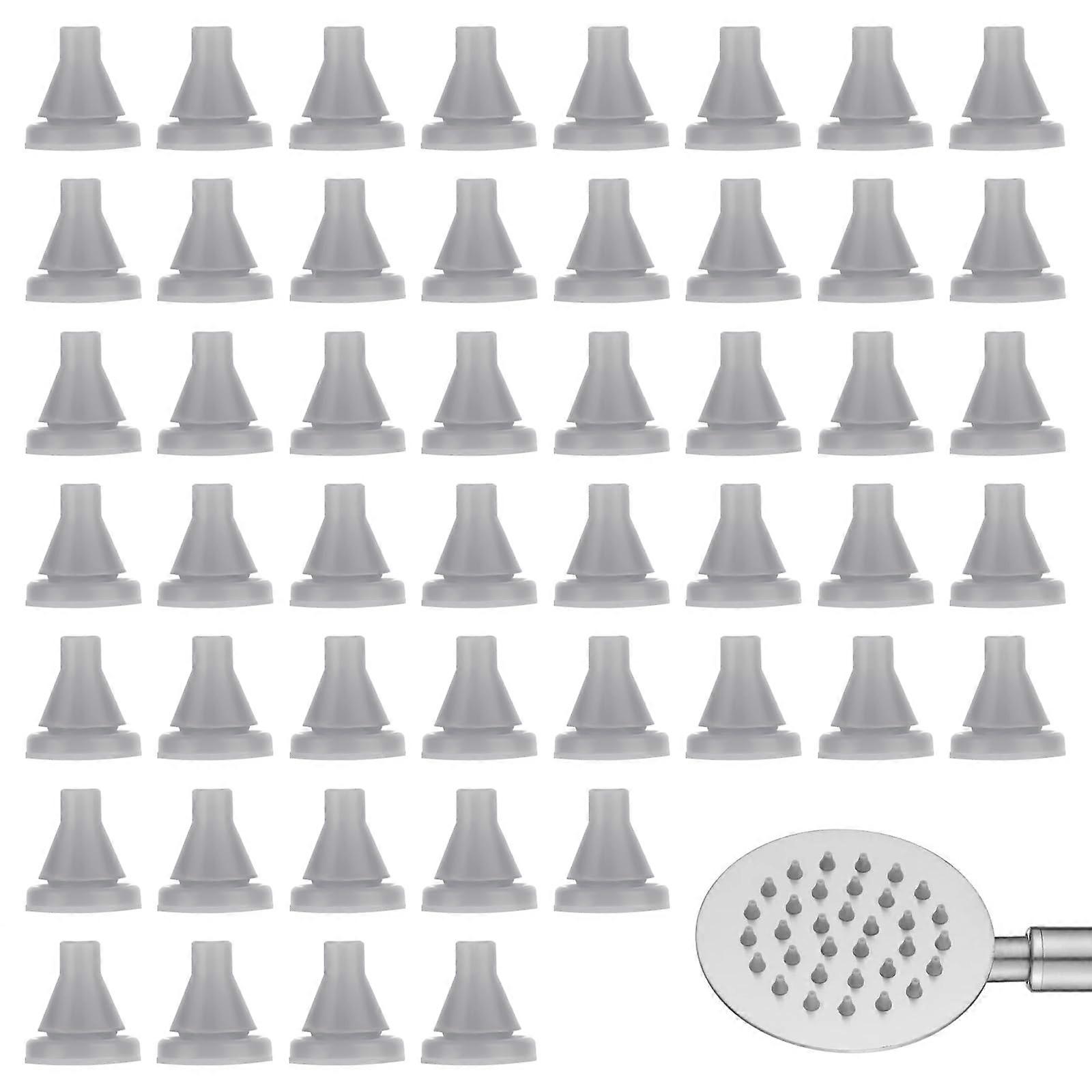 50Pack Shower Head Replacement Nozzles, Silicone Nozzle Spray Holes with Round Tips, Universal Sprinkler Spout for 4 mm Hole Diameter (Grey)