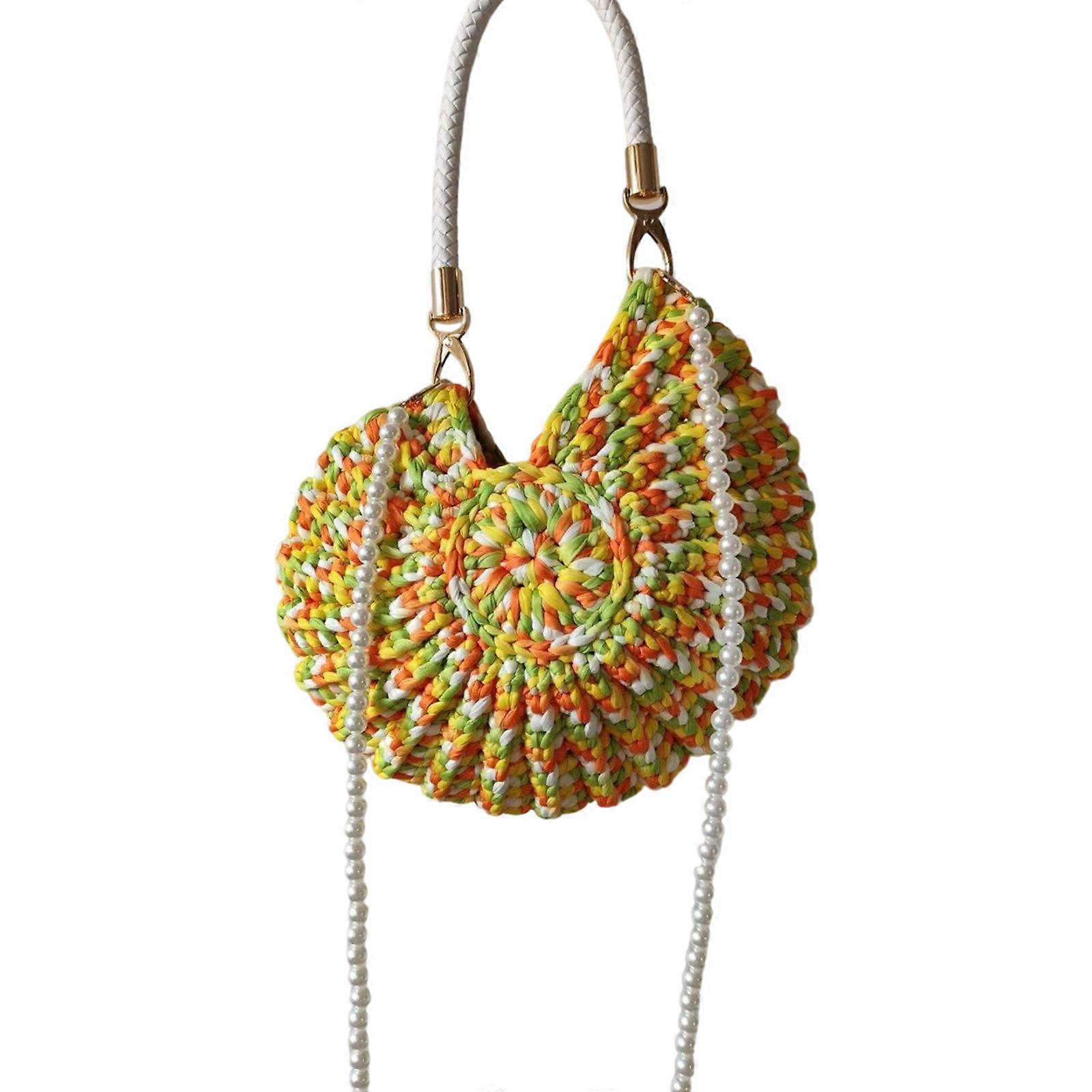 Multifunctional Candy Color Shell Bag With Faux Pearls Chain Detail Practical Polyester For Women Daily Essential 9