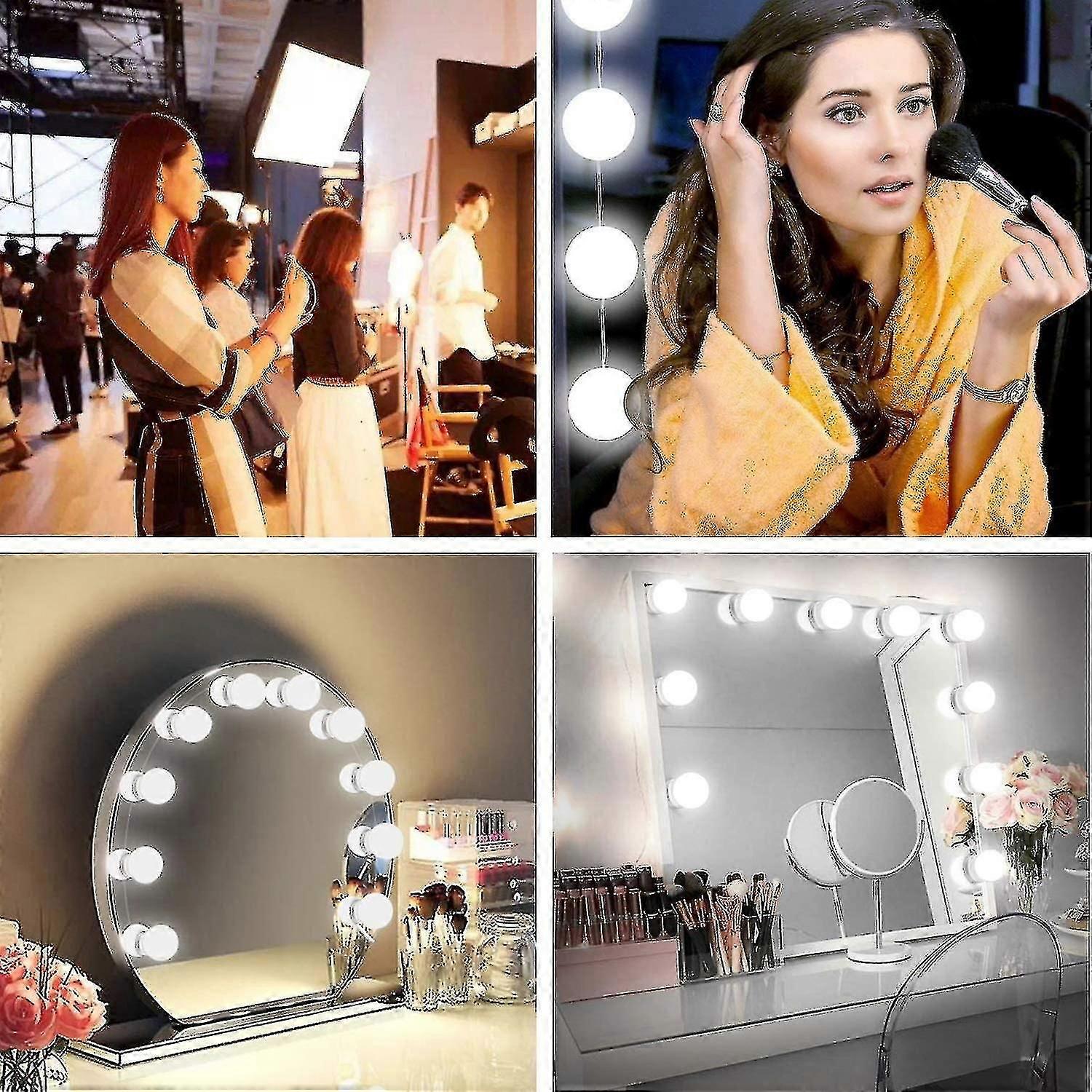 Mirror Light, 12 Bulb Hollywood LED Kit, Dimmable Cosmetic Mirror Lamp for Bathroom, 3 Colors & 10 Brightness Levels (Mirror Not Included)