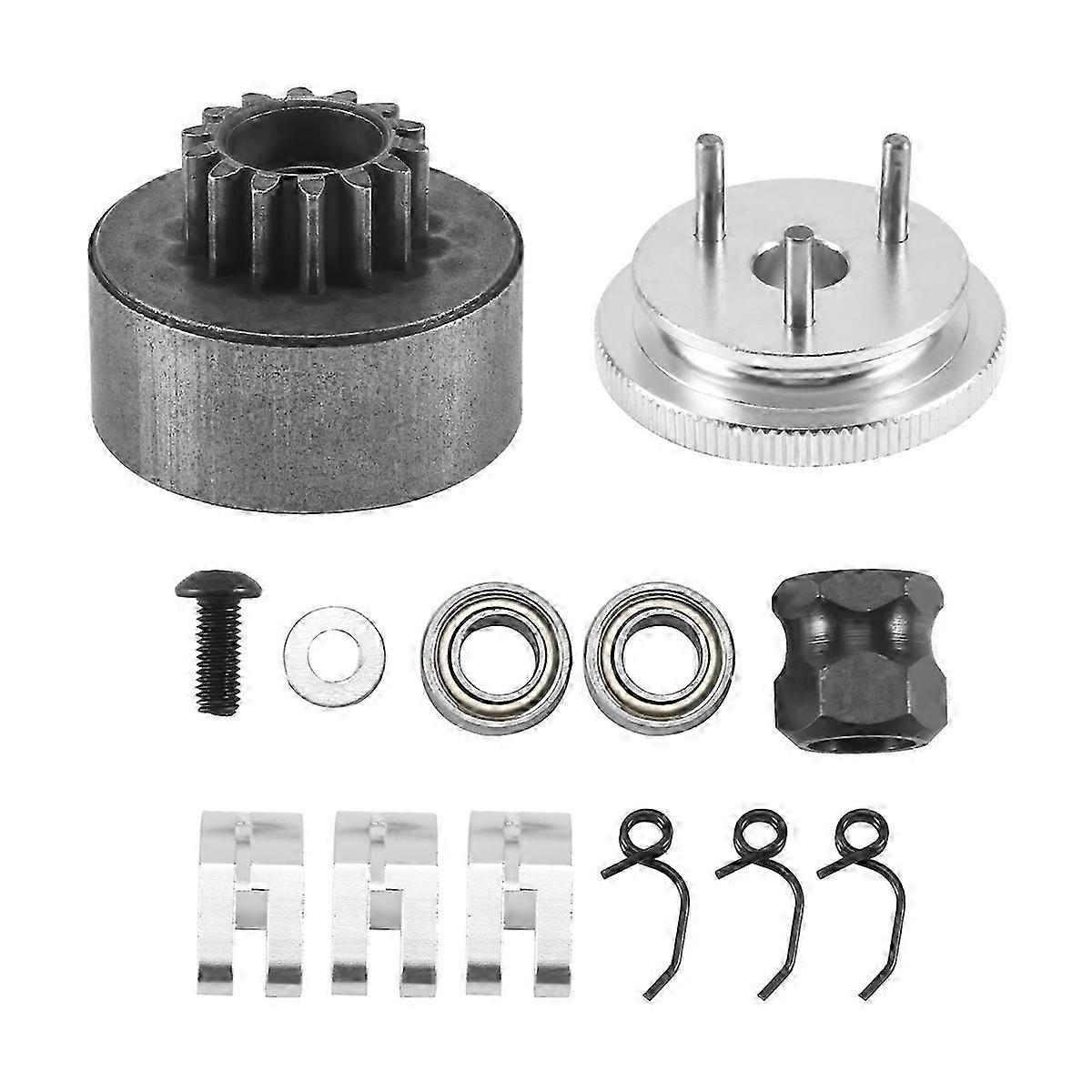 RC Clutch Bell Gear Assembly with 14T Bearing, Clutch Shoes, Springs, Cone & Engine Nut for 1/8 Scale RC Models