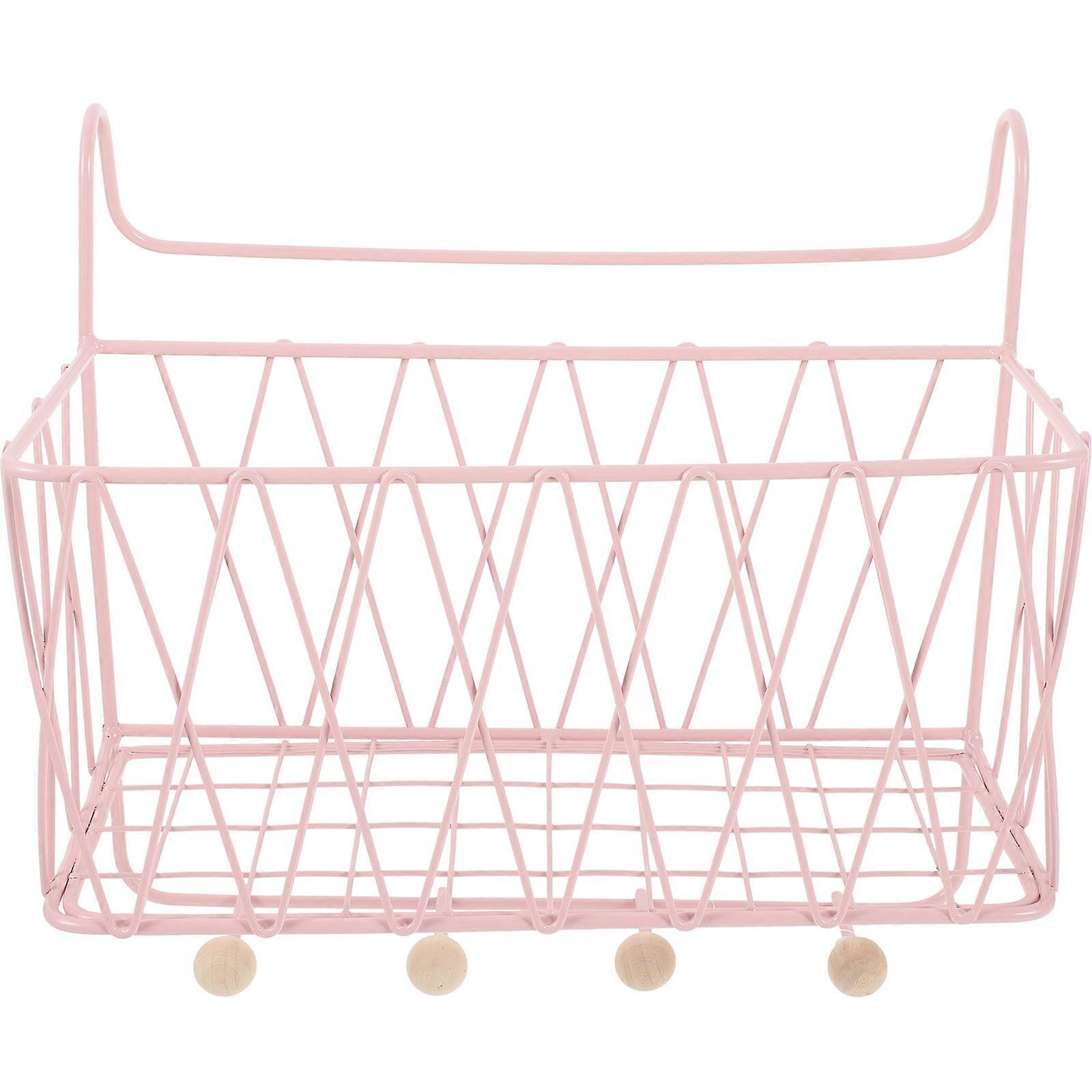 سلة تخزين مثبتة على الحائط من الحديد الوردي للتنظيم المنزلي بتصميم متعدد الأغراض وسعة كبيرة 12.5 × 7.9 × 15.7 بوصة