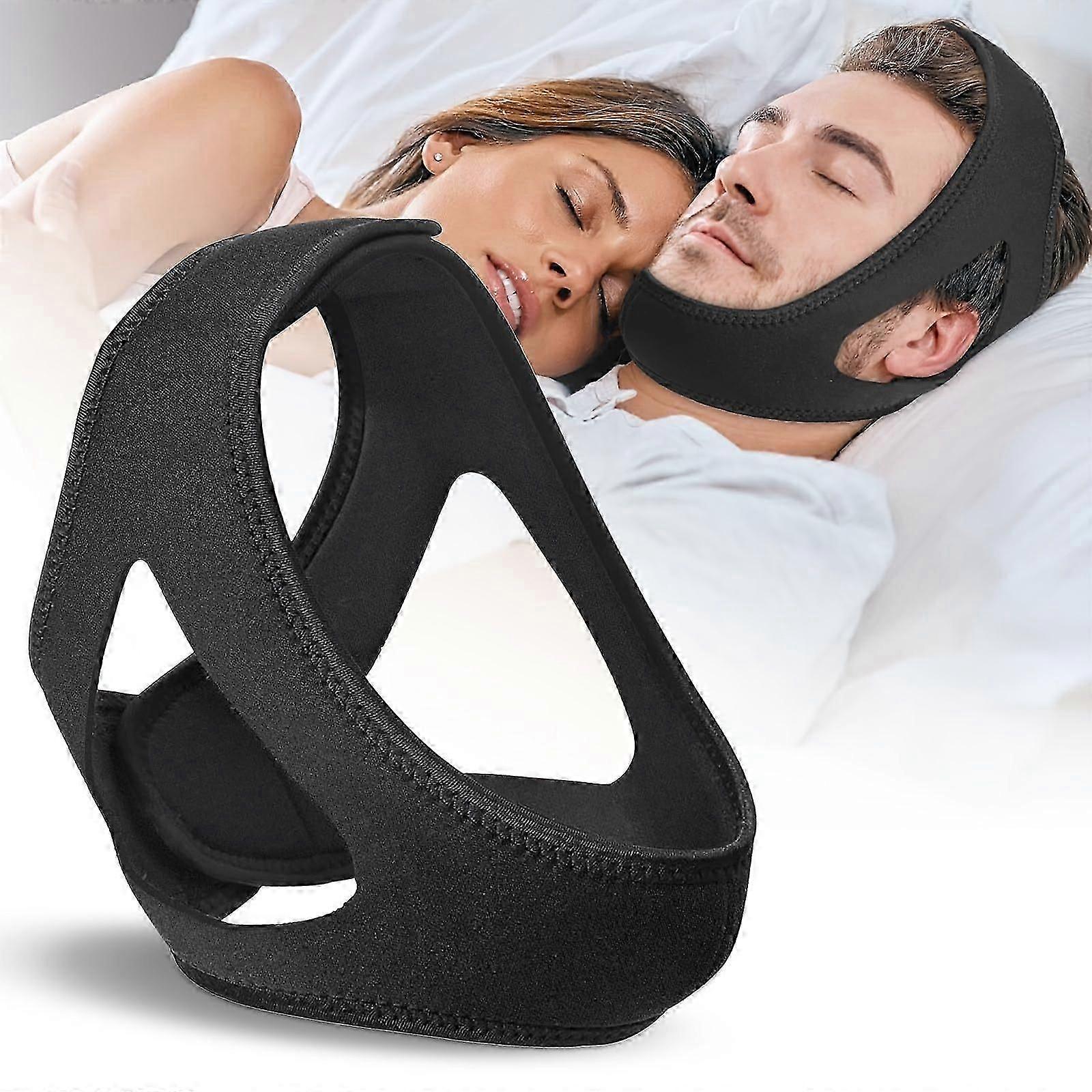 Adjustable Snoring Strap Chin Strap for Snoring Black