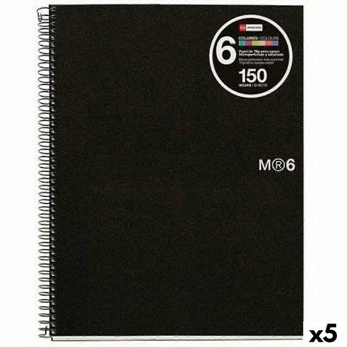 Ring binder of rings Miquelrius Black A5 150 sheets (5 pieces)