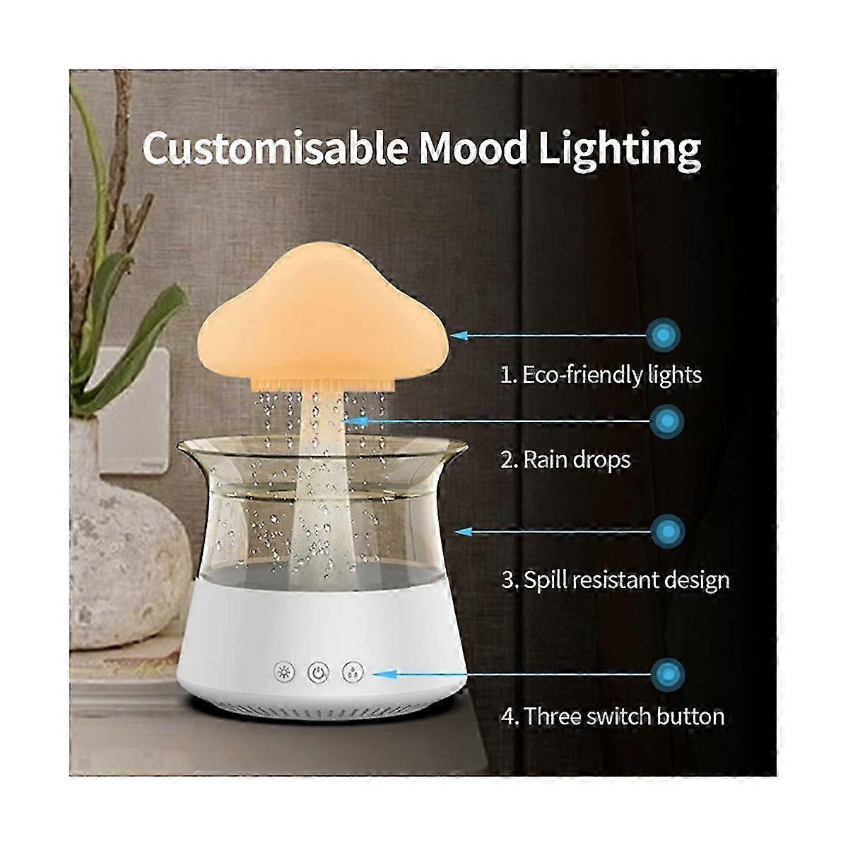 Rain Cloud Humidifier USB Night Light for Room Office AromaDiffuser Water Drop Sound with Remote Control Humidifier-A