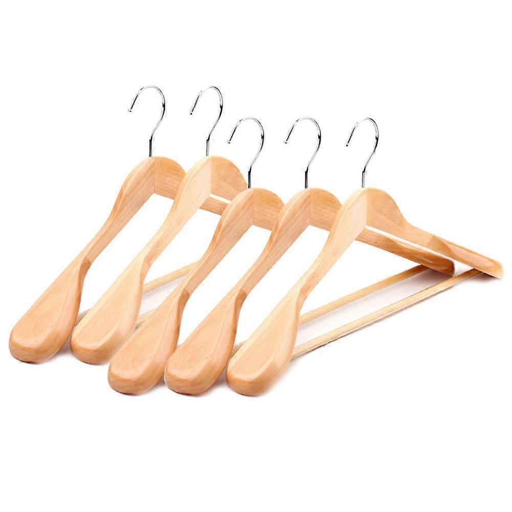 Solid Wood Suit Hangers Deluxe Curved Wide Shoulder Maple And Peach Wood 5 Pack