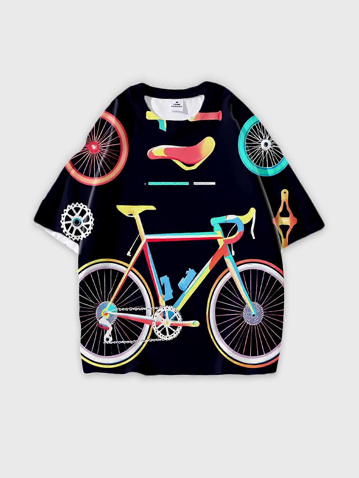 T-Shirt Short Sleeve Round Neck, Summer Casual Loose Graphic Tee, Unisex Pattern V3480