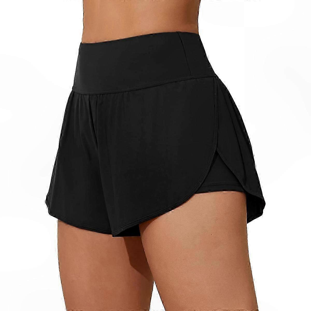 Women's Quick-Dry Swim Shorts with Side Split and Pockets - 2-in-1 Board Shorts for Swimming and Beach Activities