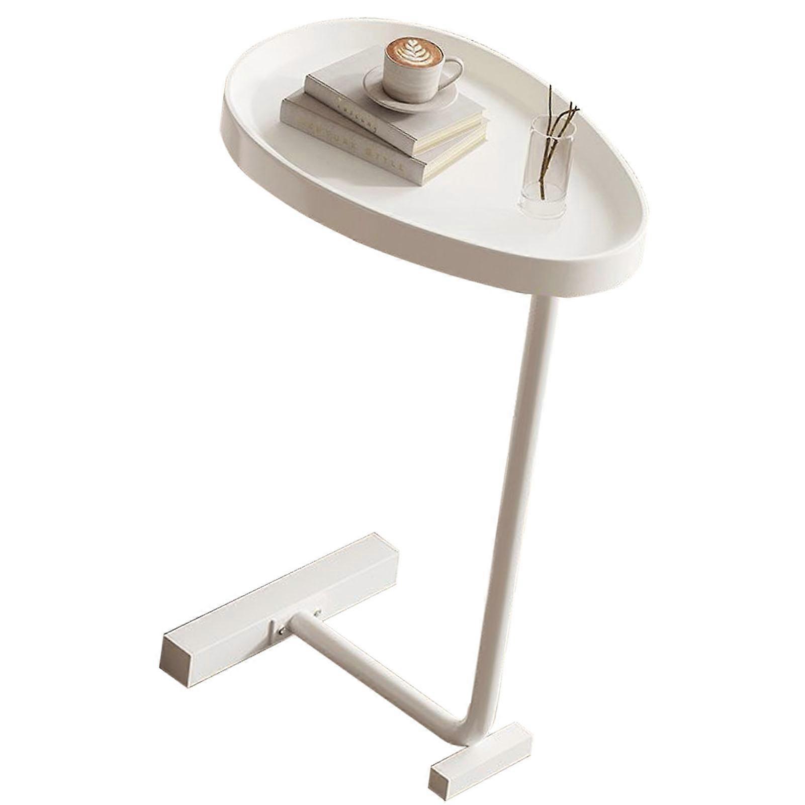 C Shaped Side Table 45x30x62 cm White Oval Sofa End Table