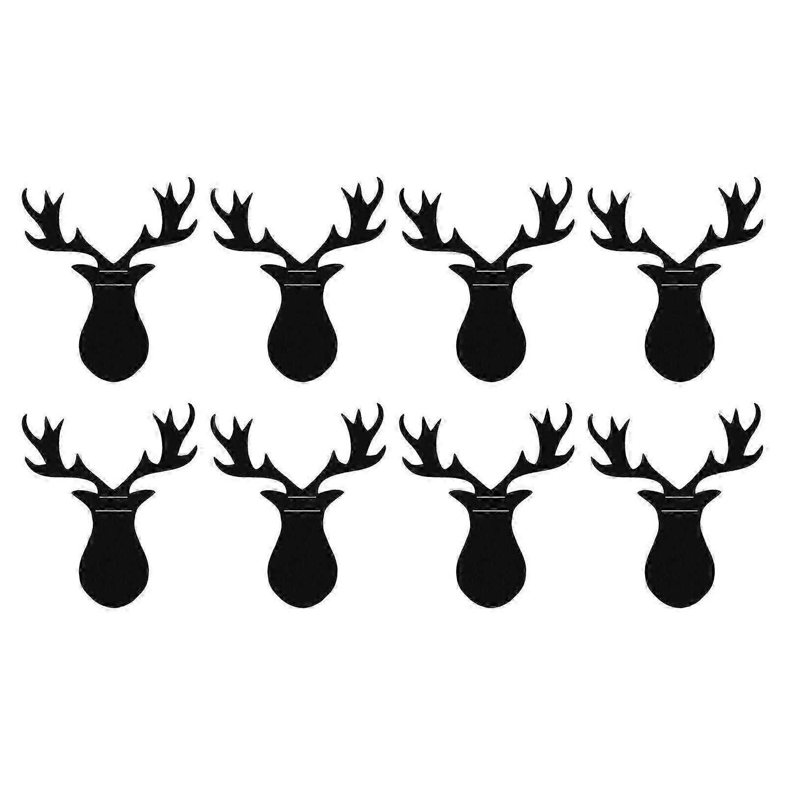 Elk Head Cutlery Holder 8Pcs Christmas Tableware Cover Decoration Perfect For Dinner Party 15X12.50X0.20CM Black Nonwoven Fabric