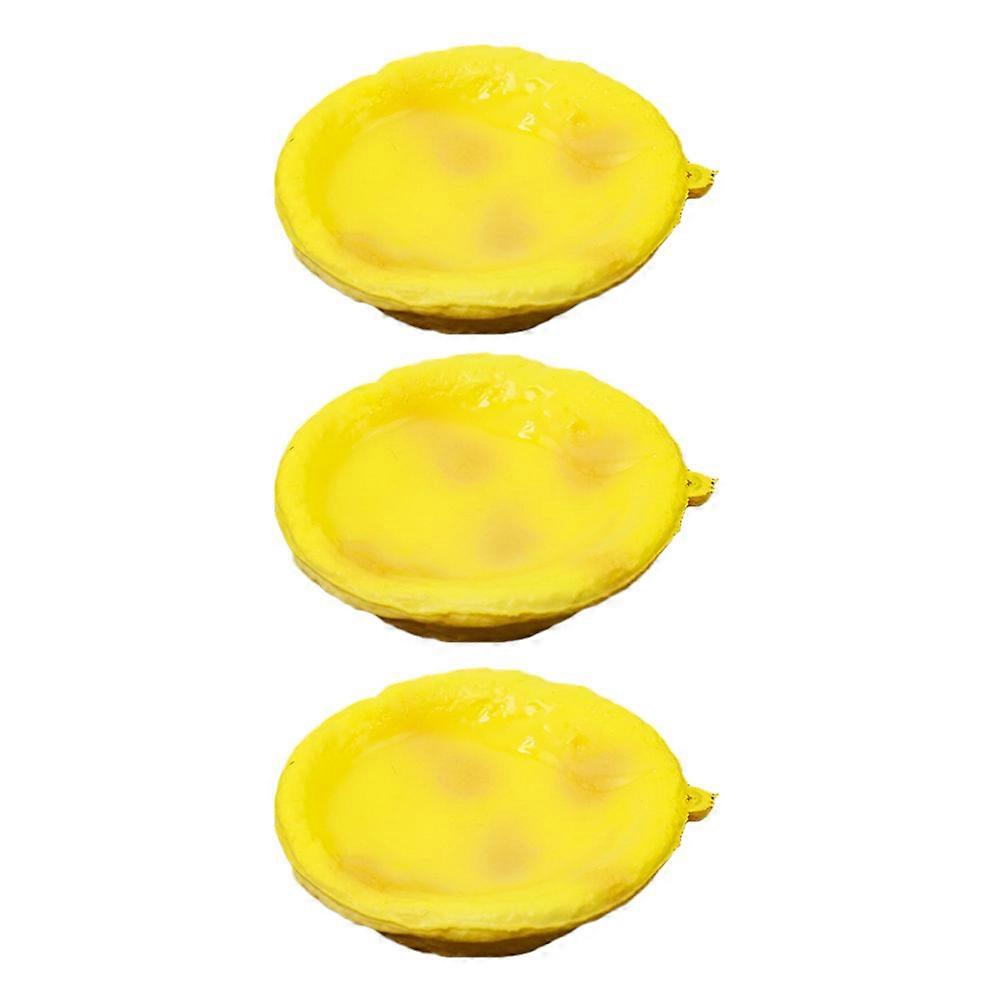Egg Tart Model Artificial Egg Tart Simulation Decoration for Decor 3Pcs