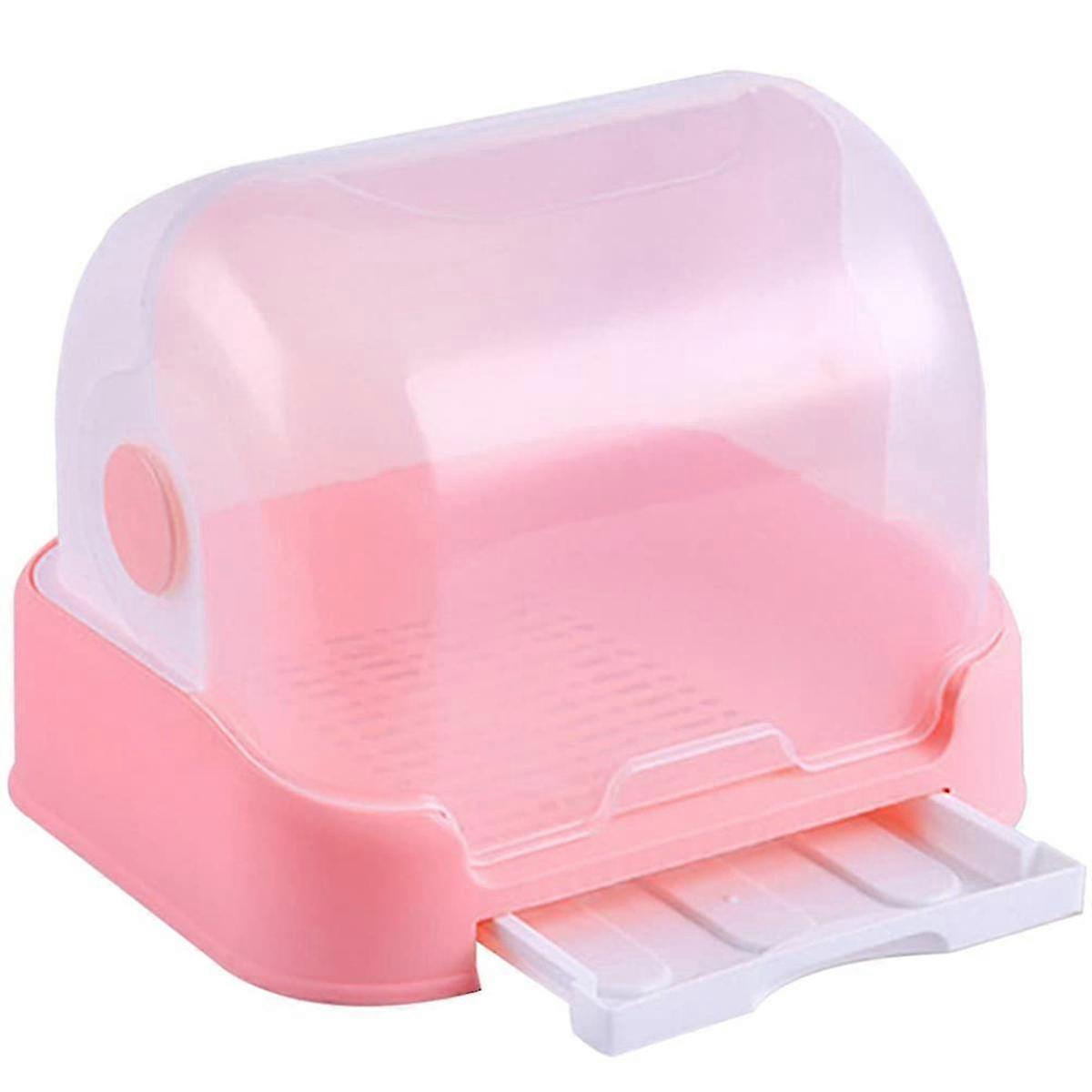 Box Dish Rack with Cover, Dish Dryer & Containers with Lids - Utensil Drying Rack for Bottles