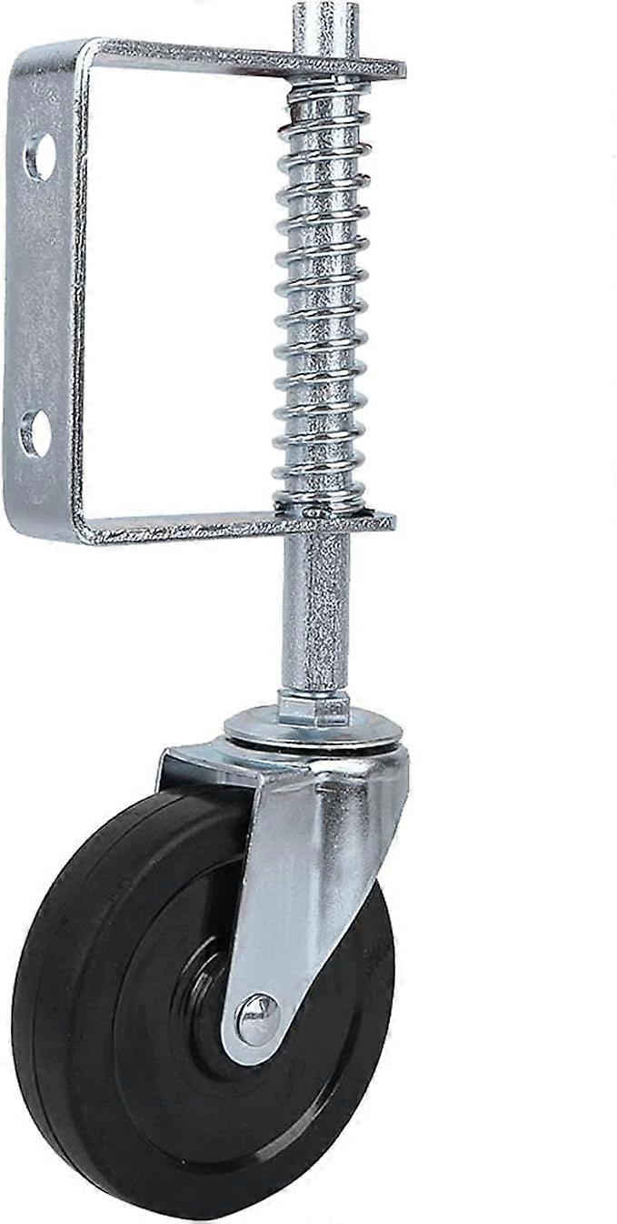 4" Rubber Gate Wheel, Spring Loaded Swivel Caster, Heavy Duty Caster