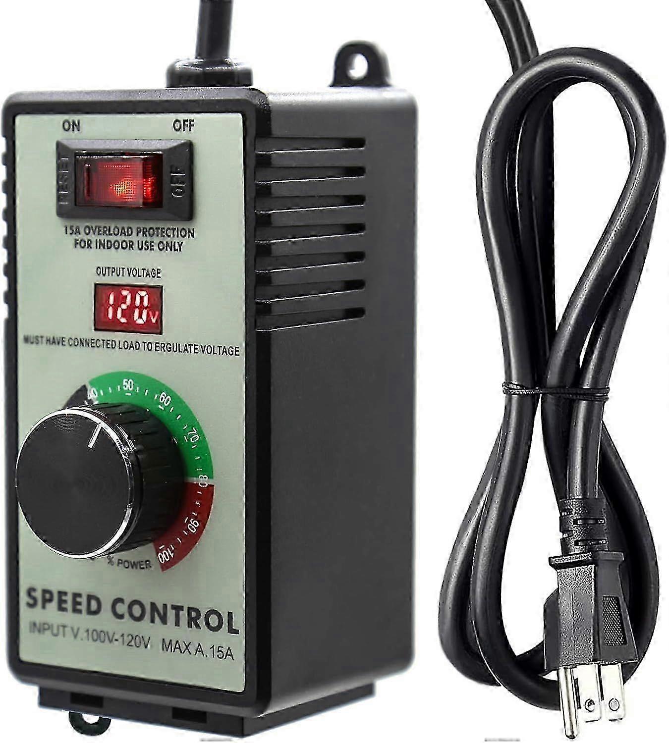 AC Motor Variable Speed Controller 120V 15A 4000W with Overload Protection Switch Black