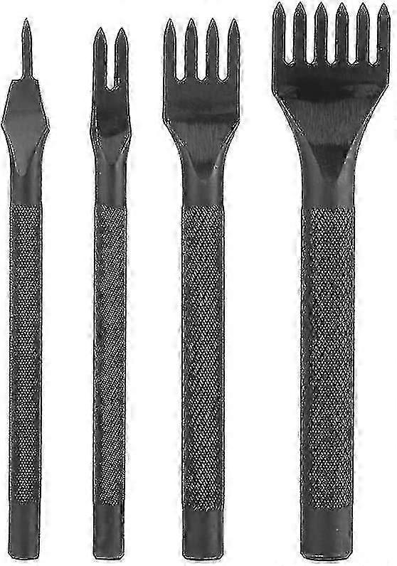 4 Piece Leather Punch Tools 1/2/4/6 Teeth, Diy Leather Tools Non-slip Handle