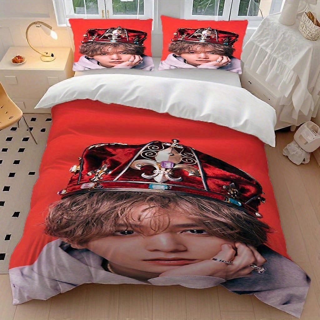 TE145 3pcs Set of Duvet Covers with a Gorgeous Crown for Yamamoto Cool, Featuring a Bohemian Style Cartoon Three-Piece Set! The Zipper C