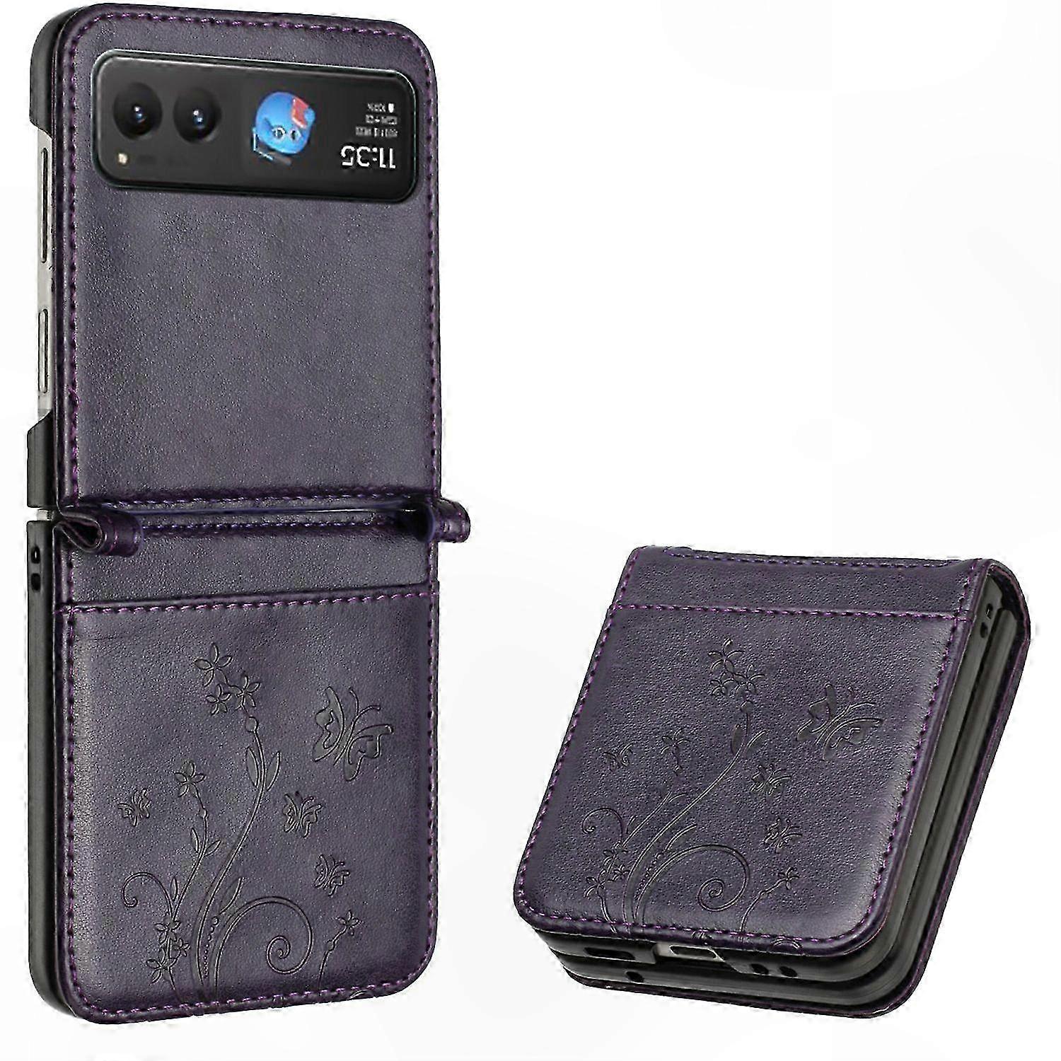 Floral Emed Leather Phone Case with Card Holder for Razr 40 5G