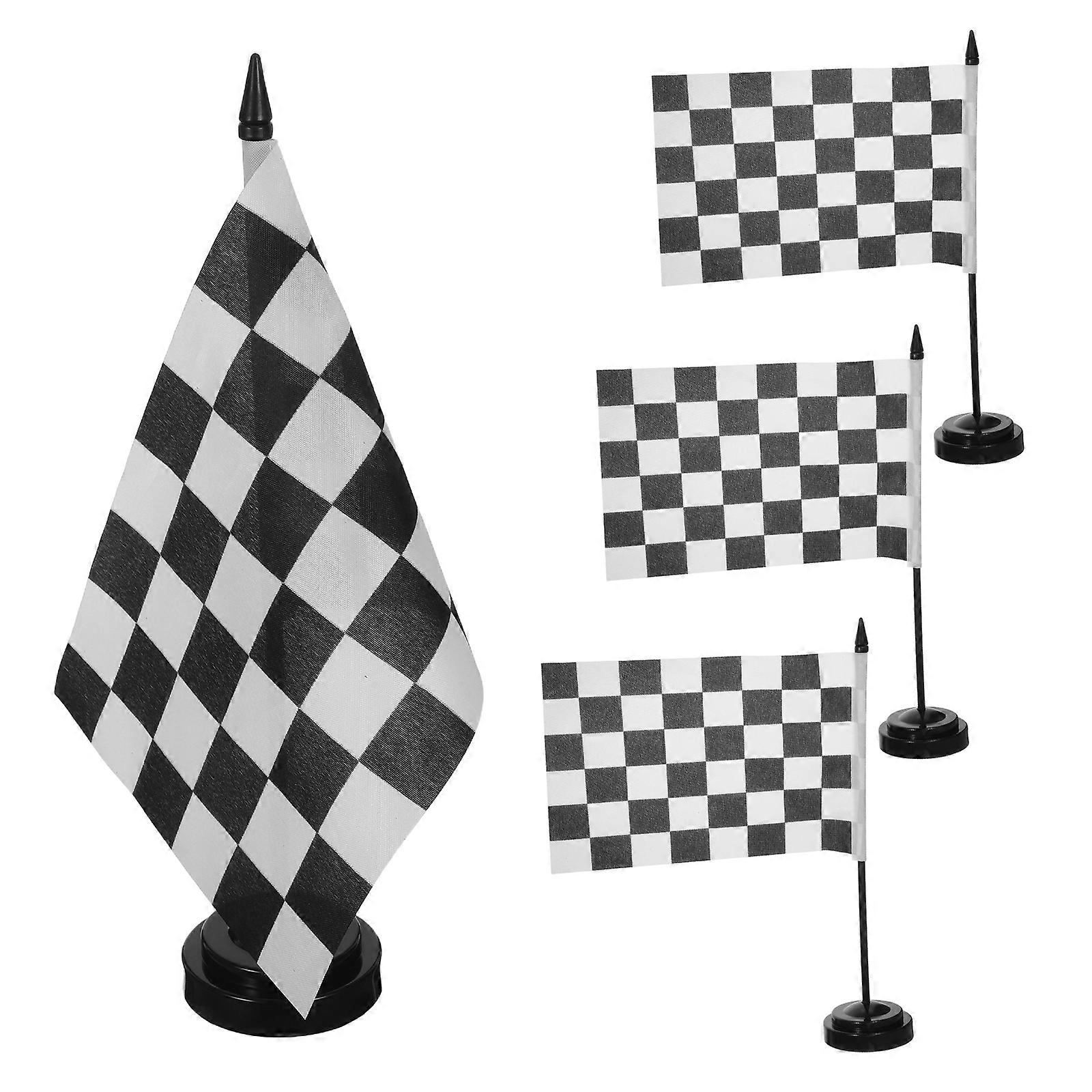 Race Car Checkered Desk Flag Set for Decoration 20Pcs Mini Table Flags