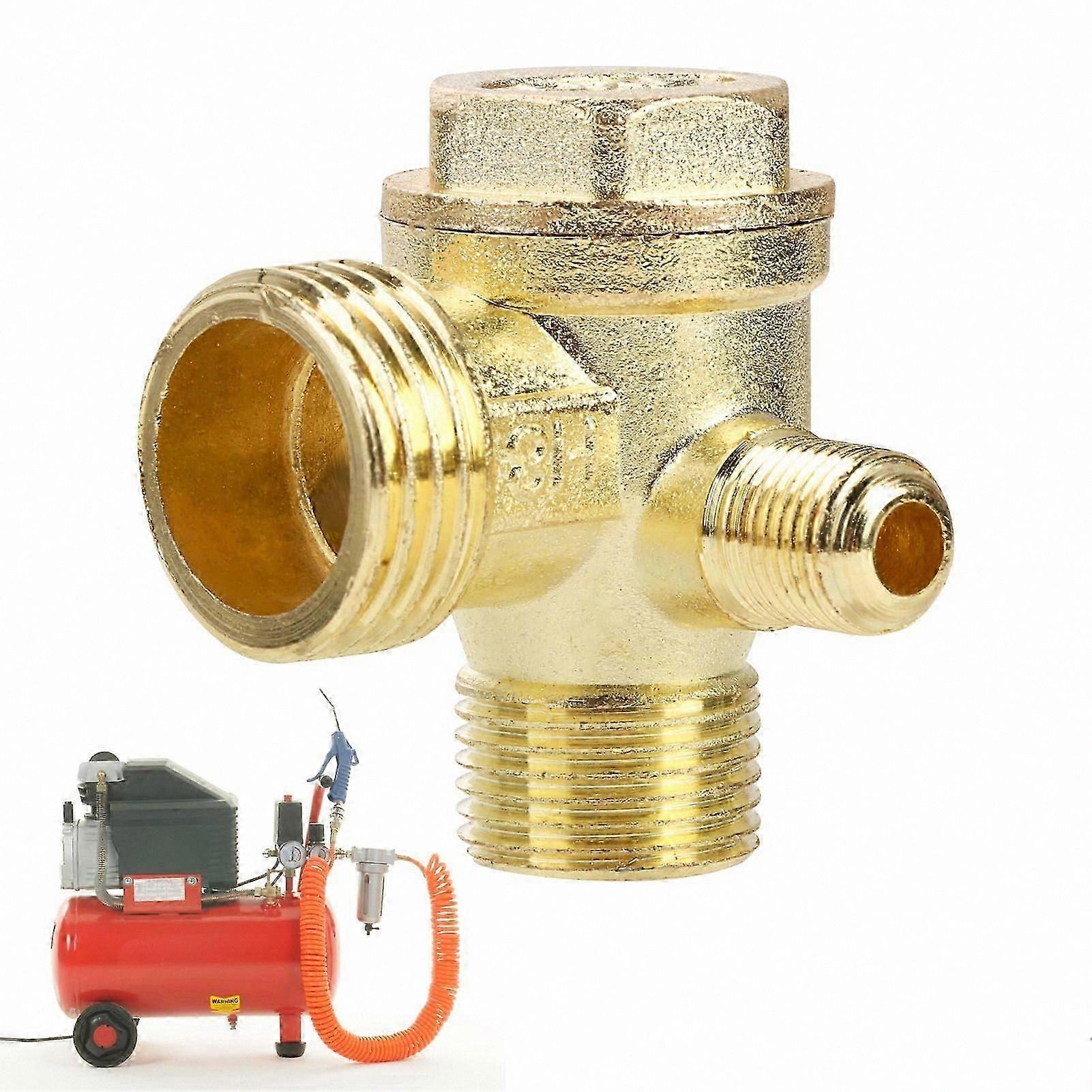 3-Way Brass Air Compressor Check Valve, Male Thread 20 x 16 x 10 mm, Replacement Component for Compressors