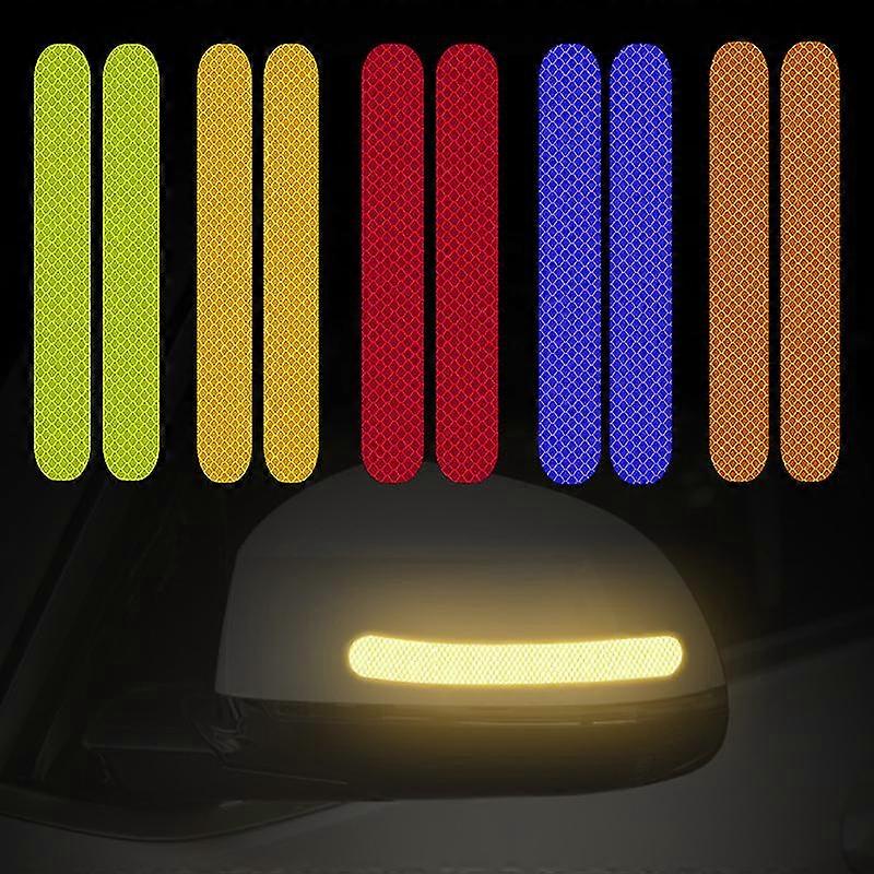 Car safety reflective warning sticker anti-collision bar wheel eyebrow car door diamond reflective car sticker scratches cover 2 pieces/set 21