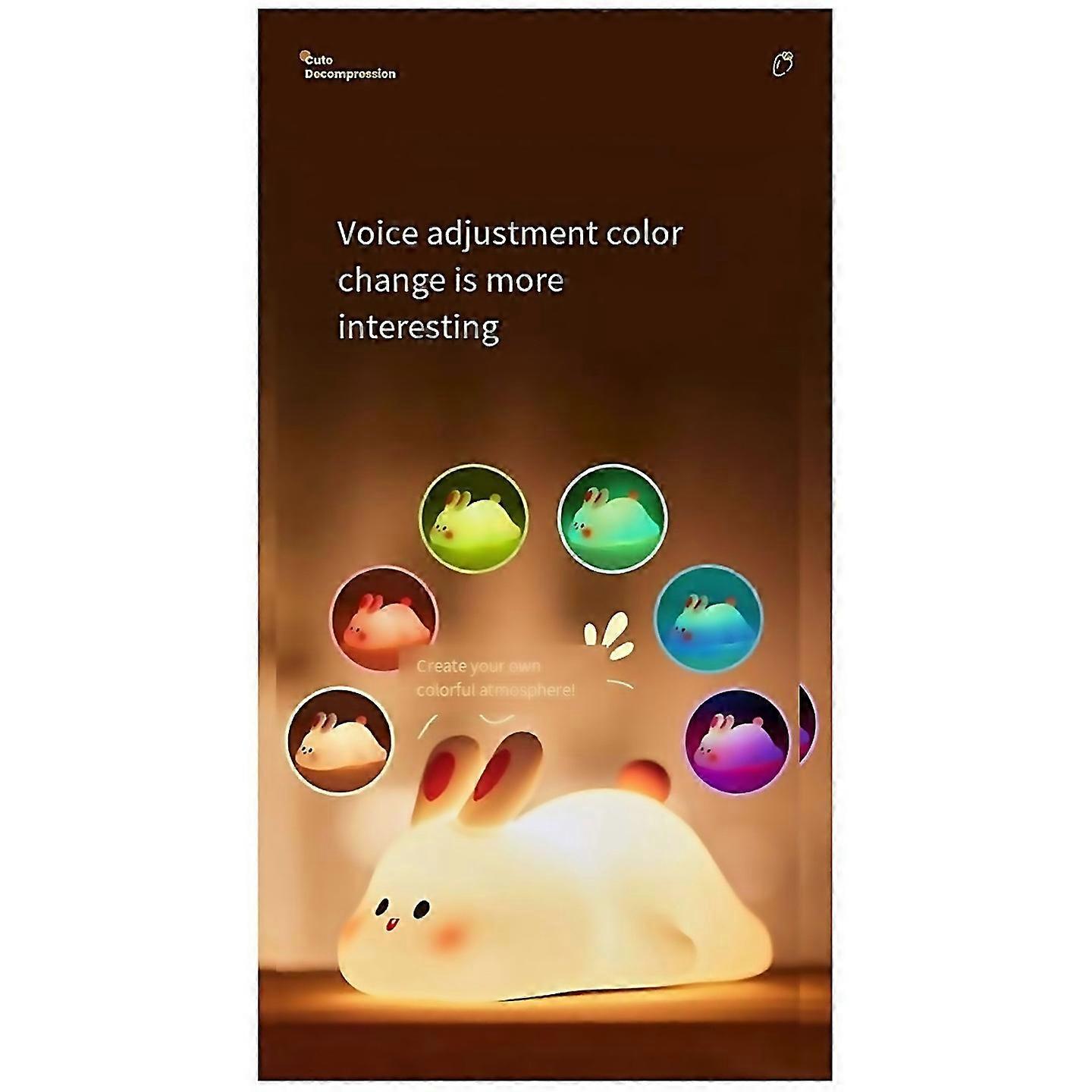 For Big Face Light Portable Rechargeable Bunny Lamp Night Light